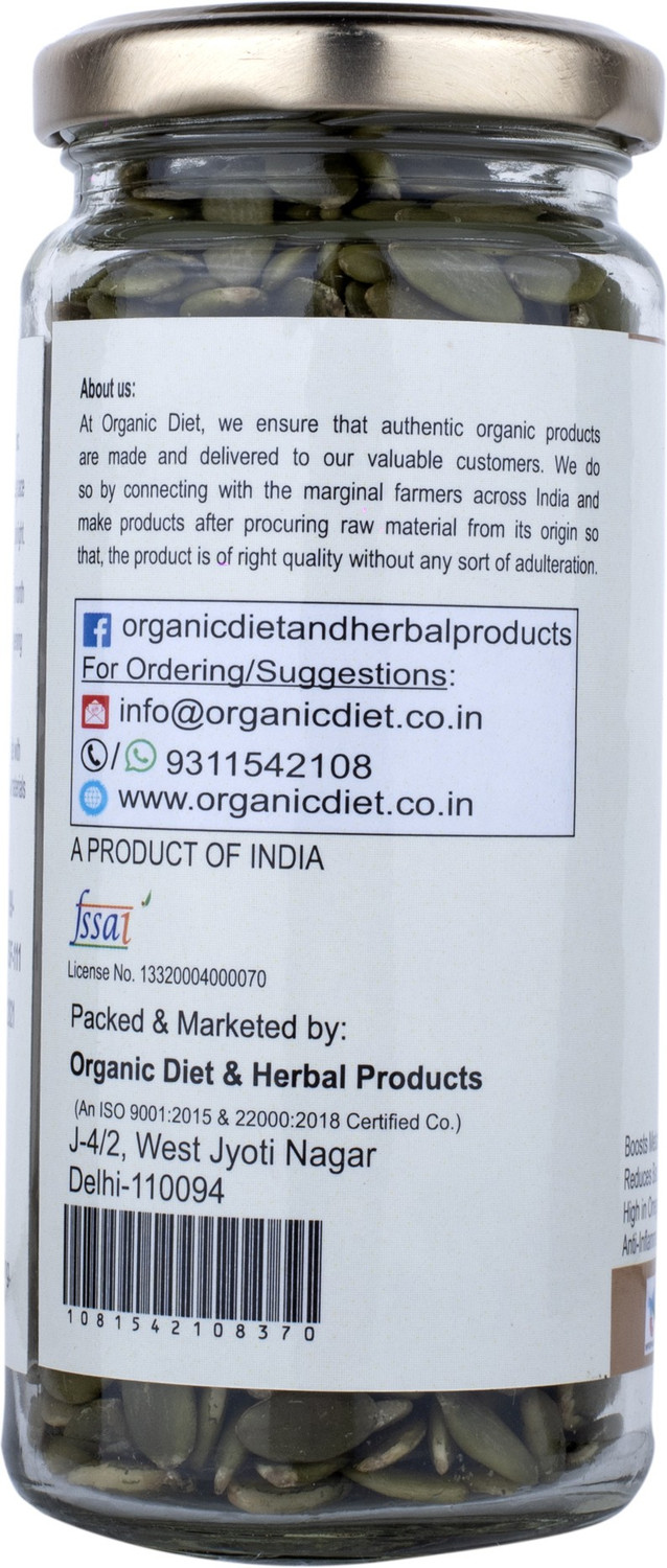 Image of organic diet Organic Diet Organic Pumpkin Seed 150 gms Pumpkin Seeds