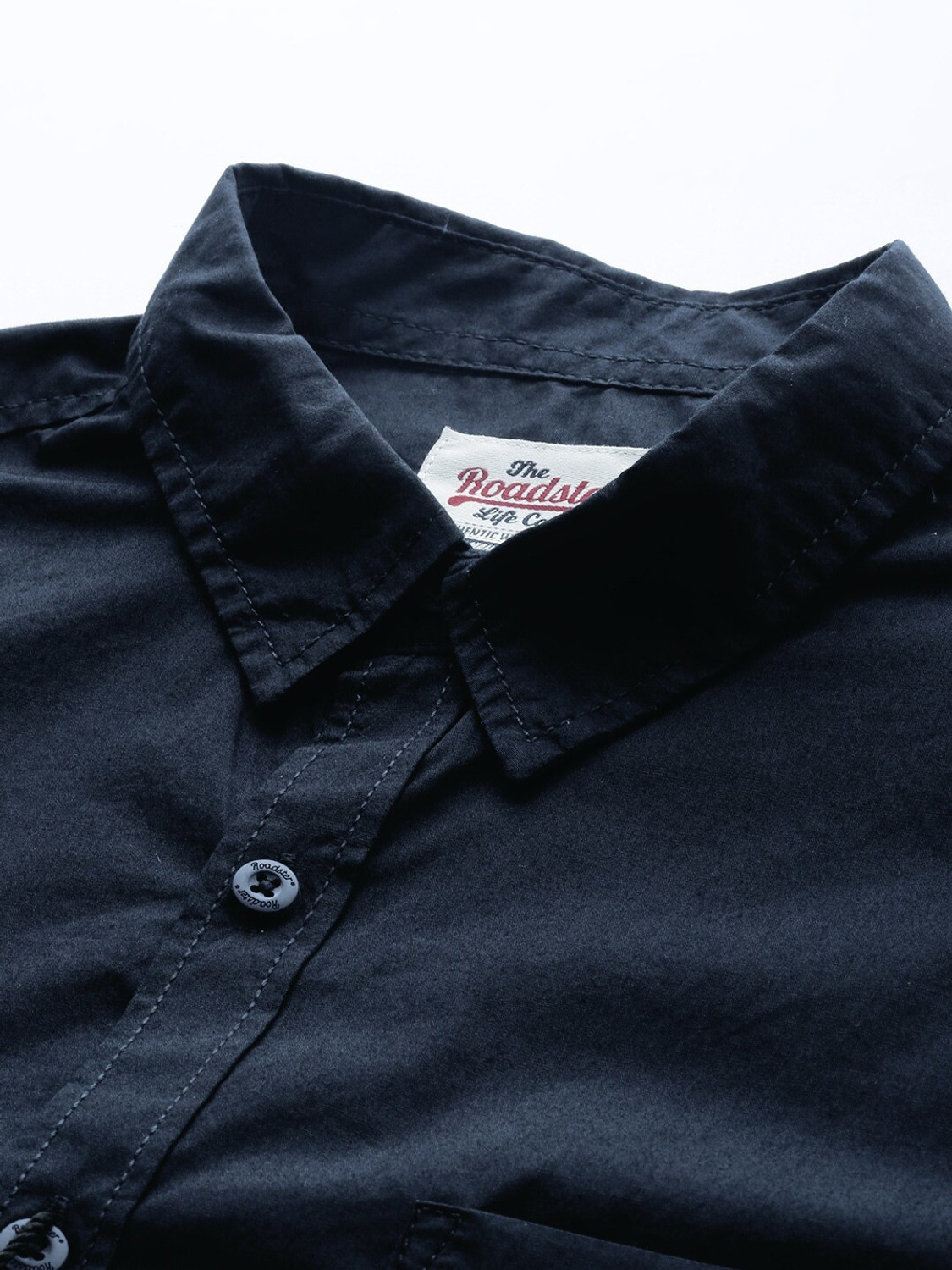 Image of Roadster Men Solid Casual Blue Shirt