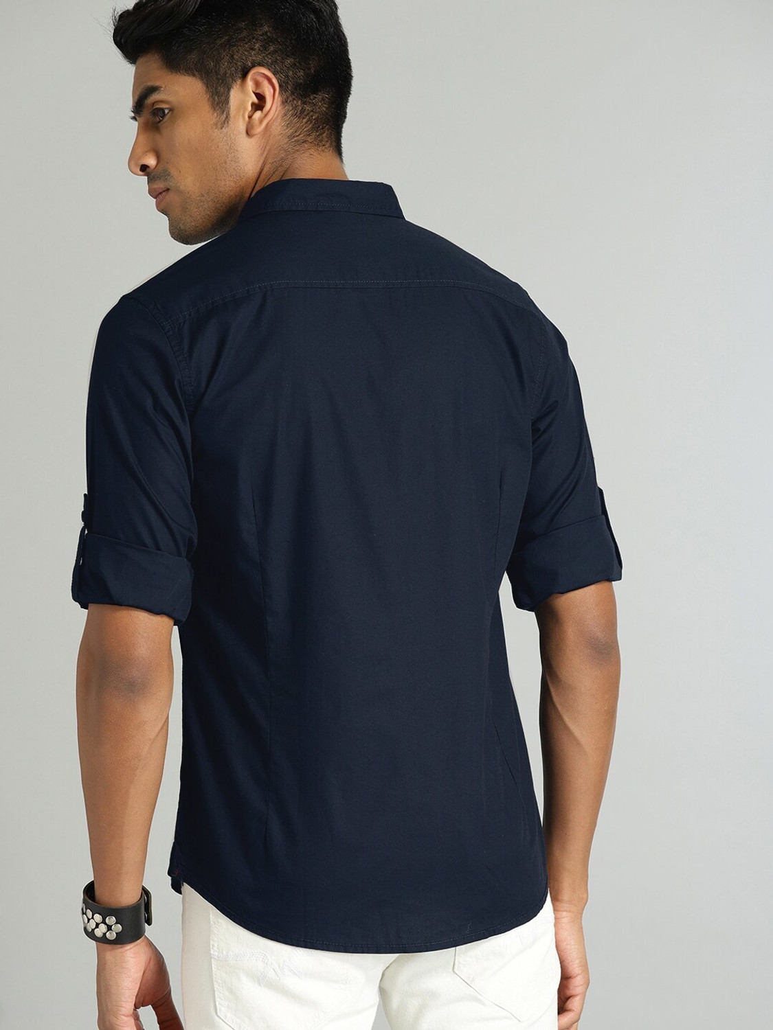 Image of Roadster Men Solid Casual Blue Shirt