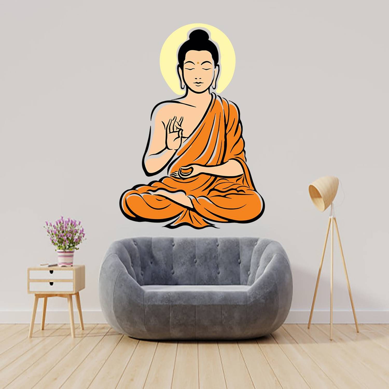 BUSY2BUY 120 cm BUDDHA, YOGO, SLIENCE Self Adhesive Sticker
