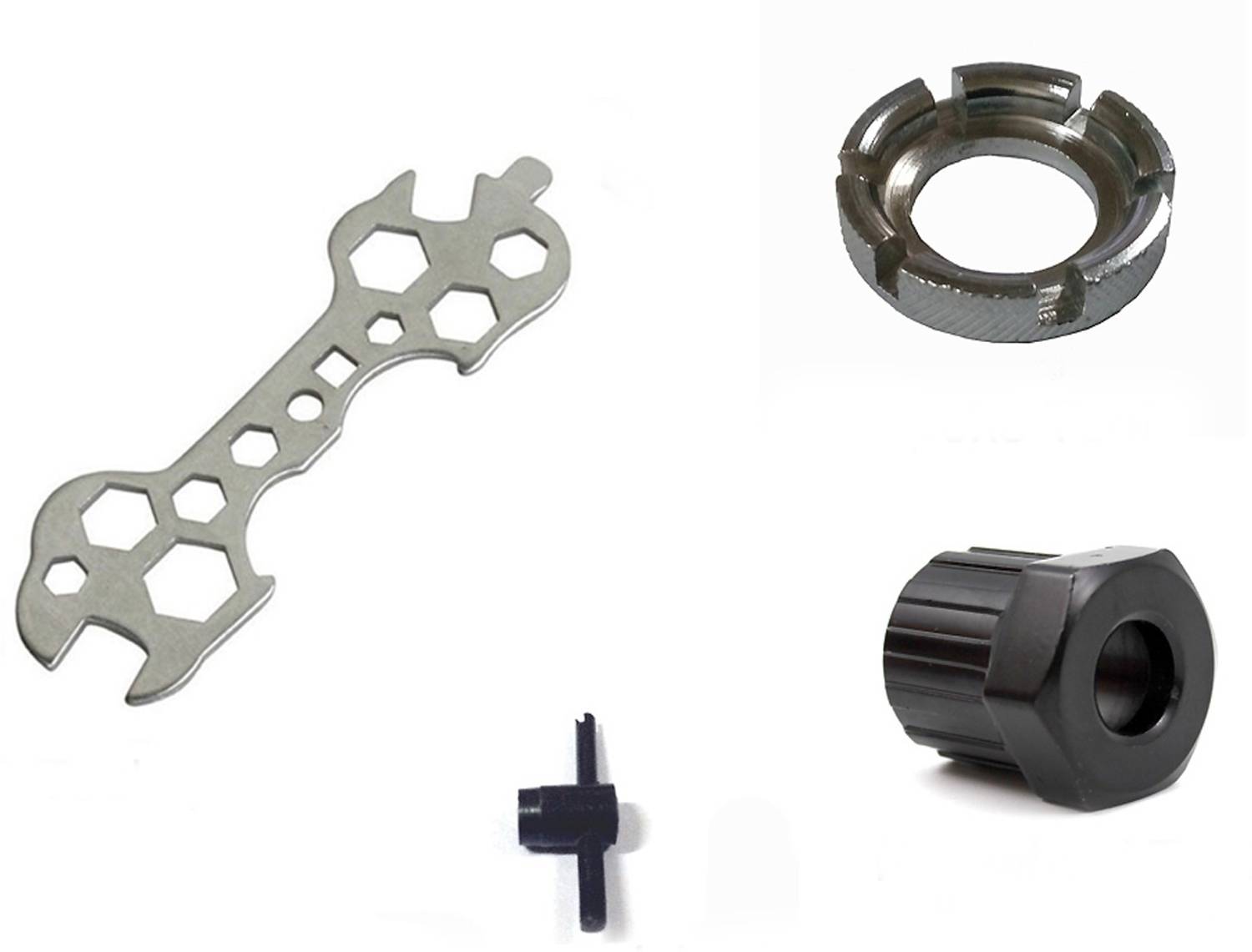 2fortheroad 30021 Bicycle Cycle Cycling 4pcs Spoke, Valve, Wrench and Freewheel Tools Cycling Cycle tools
