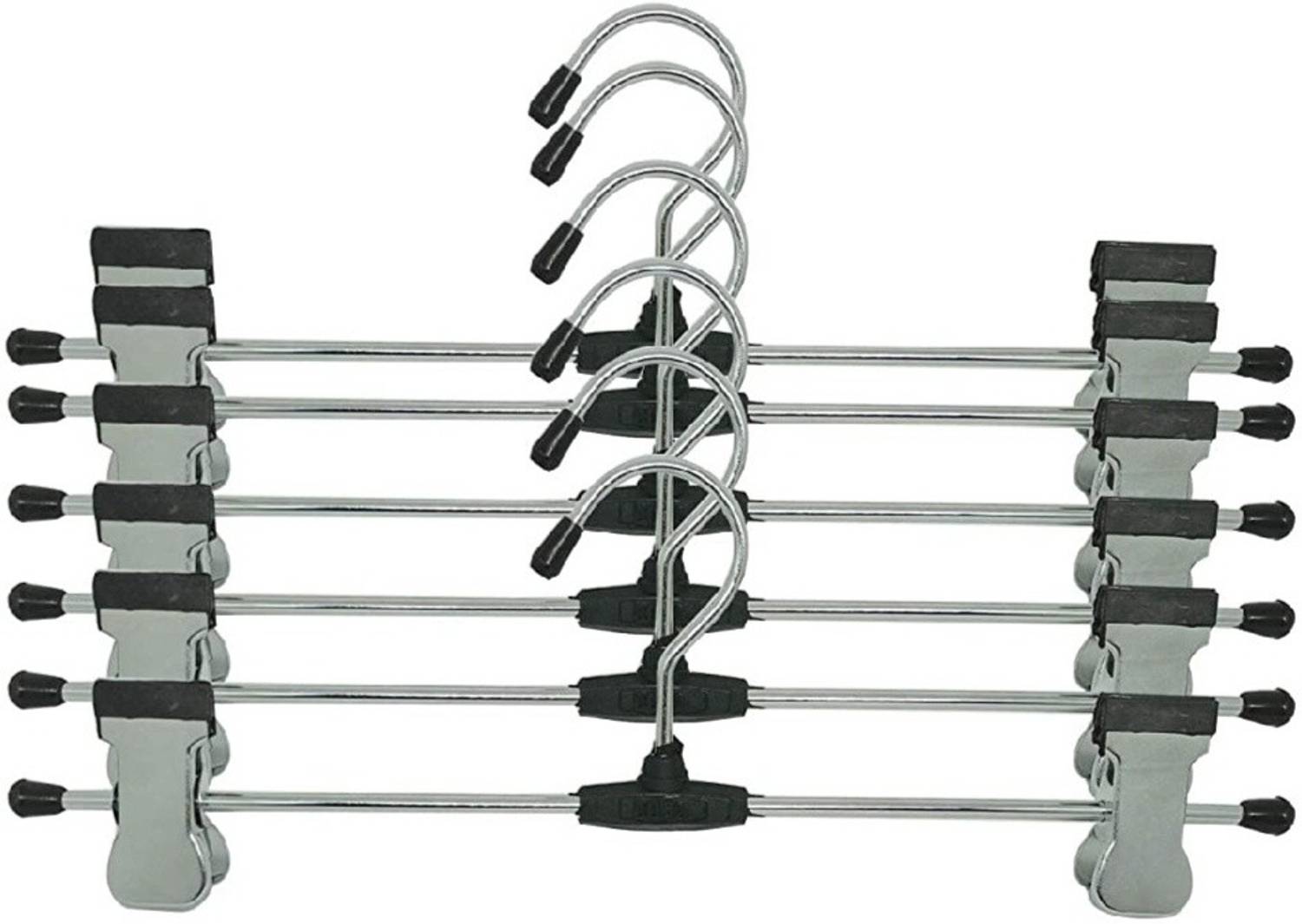 Ayaan 12 INCH STAINLESS STEEL HANGERS WITH STAINLESS STEEL ADJUSTABLE NON SLIP CLIP FOR ALL TYPE OF CLOTH Steel Trousers Pack of 6 Hangers For Trousers