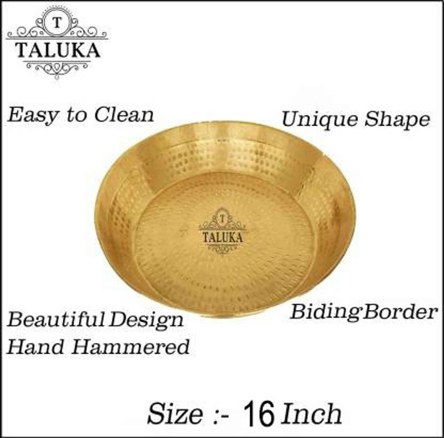 Image of TALUKA Handmade parat Brass / Brass dough knitting plate large Paraat Brass Parat 16 Inch Plate Paraat