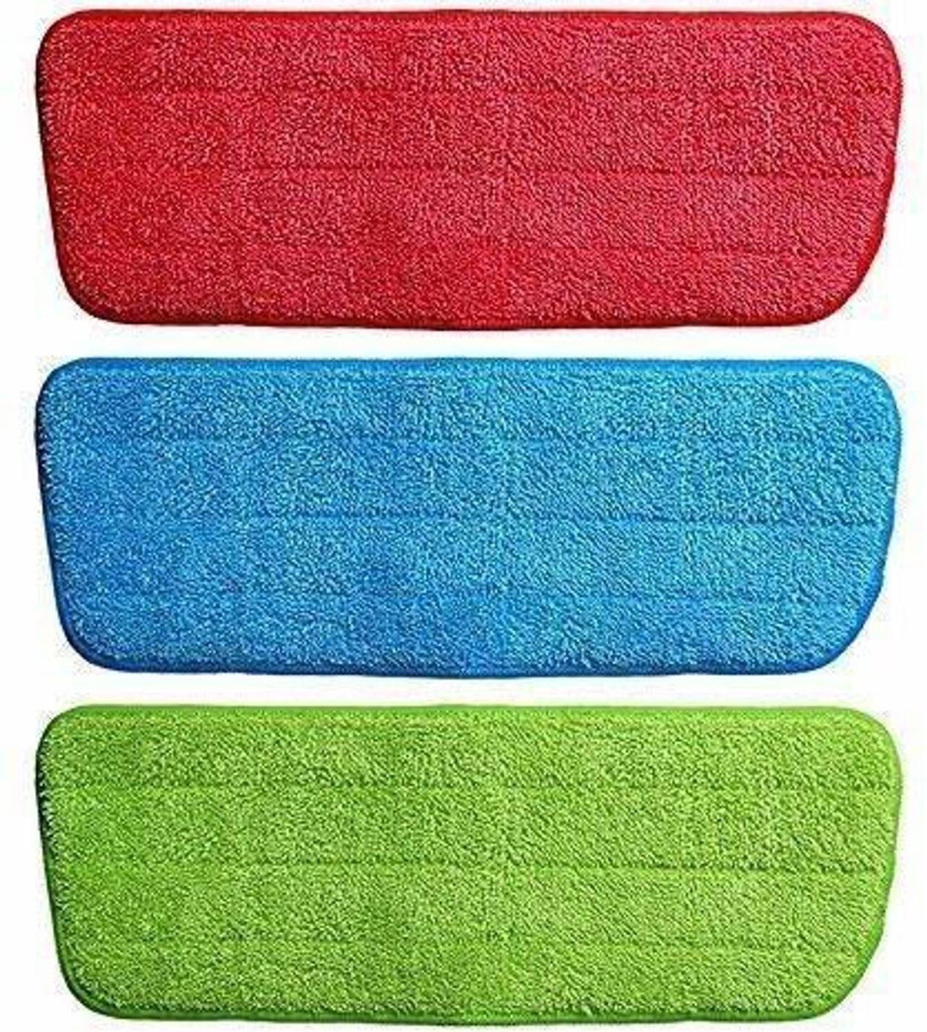 AASTIK SALES 3 Pcs Mop Pad Microfiber Flat Pros Reusable Spray Mop Replacement Pads Heads for Wet/Dry Mops for Floor Cleaning and Scrubbing Cleaning Pad (Same 3 Color or Multicolored) Wet and Dry Microfiber, Microfiber Cleaning Cloth