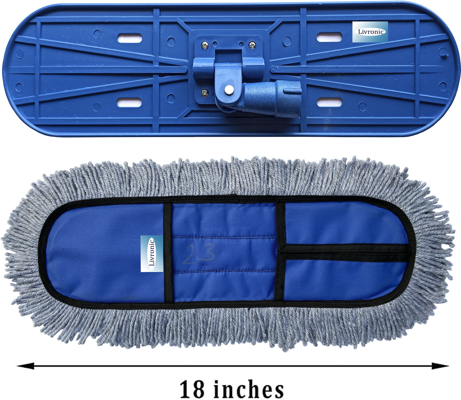 Image of Livronic Wet and Dry Cotton Pad Floor Mop 67x14x5 (18-Inch) Colour May Vary Wet & Dry Mop Dust Mop (Blue)