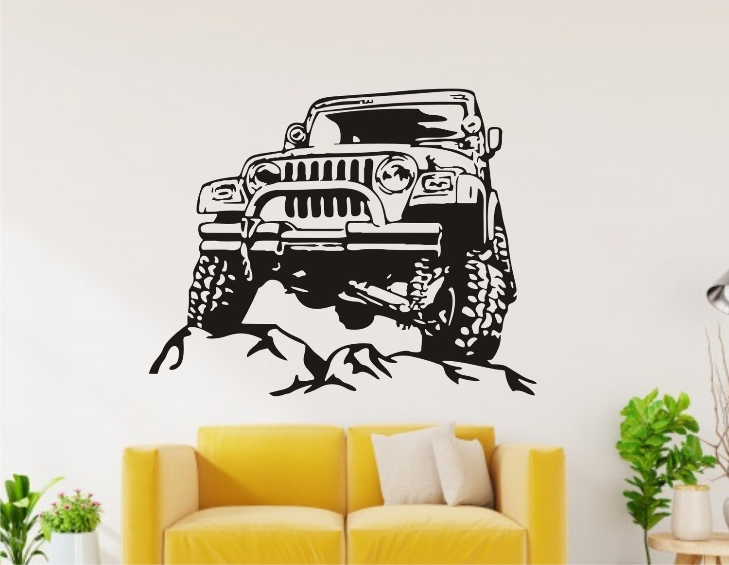 Image of Heaven Decors 74 cm Mountain jeep black wall sticker size(74*59)cm Removable Sticker
