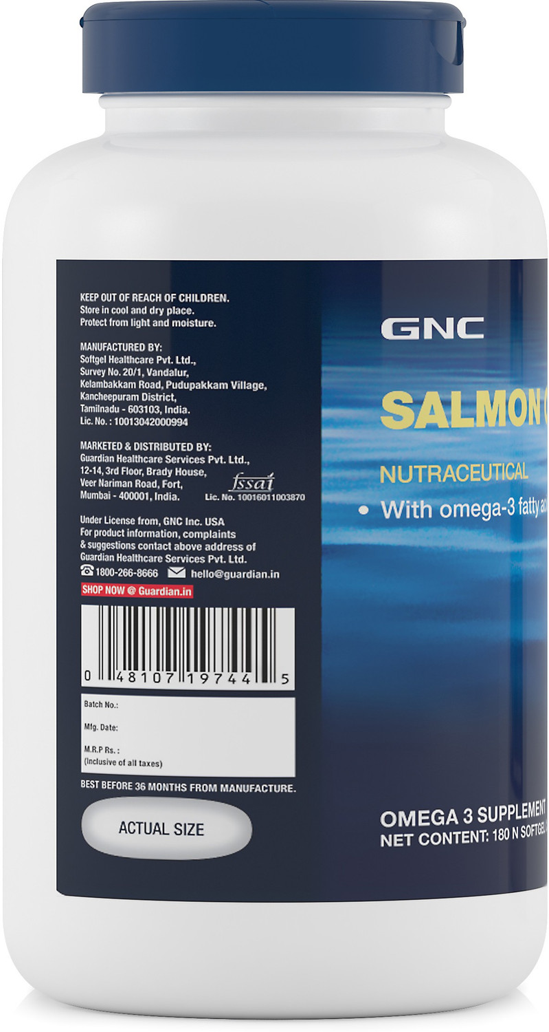 Image of GNC Salmon Oil - 1000 mg Salmon Oil, 300mg mg of highly absorbable EPA /DHA Omega 3s