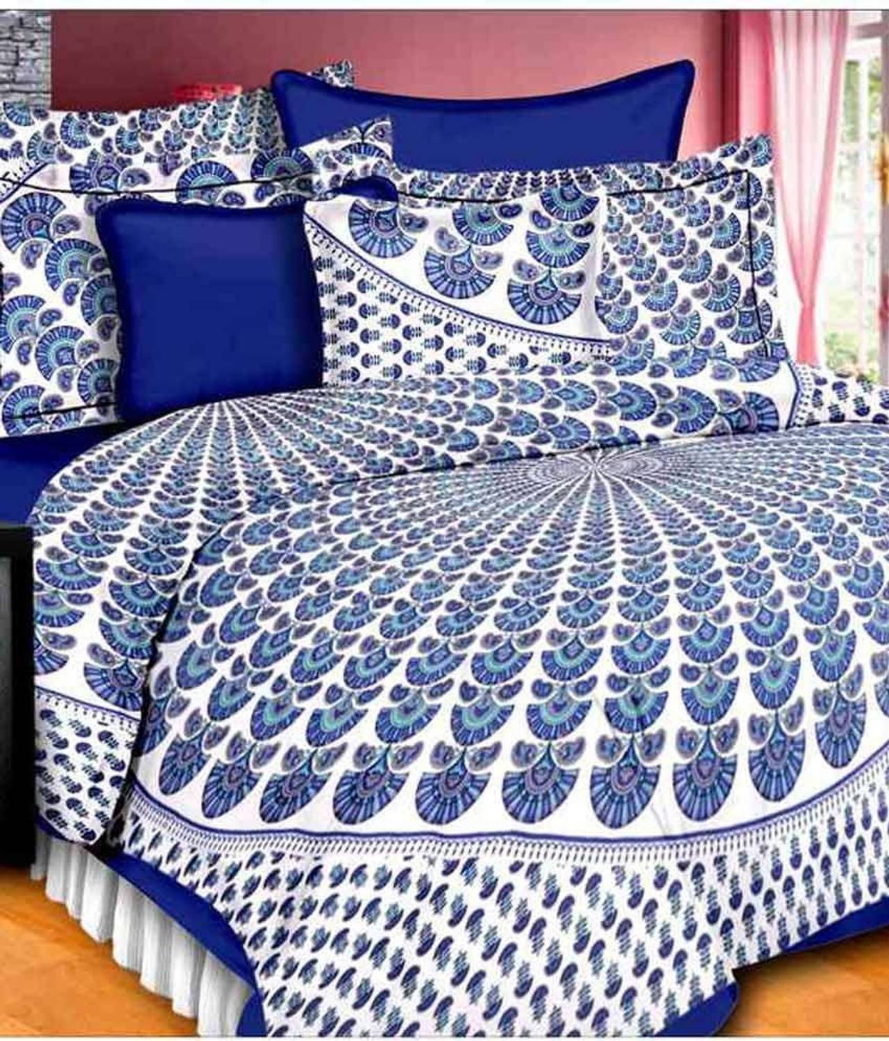 AAPNO HINDUSTAN Cotton Double Flat 160 TC Floral 1 Bedsheet with 2 Pillow Covers