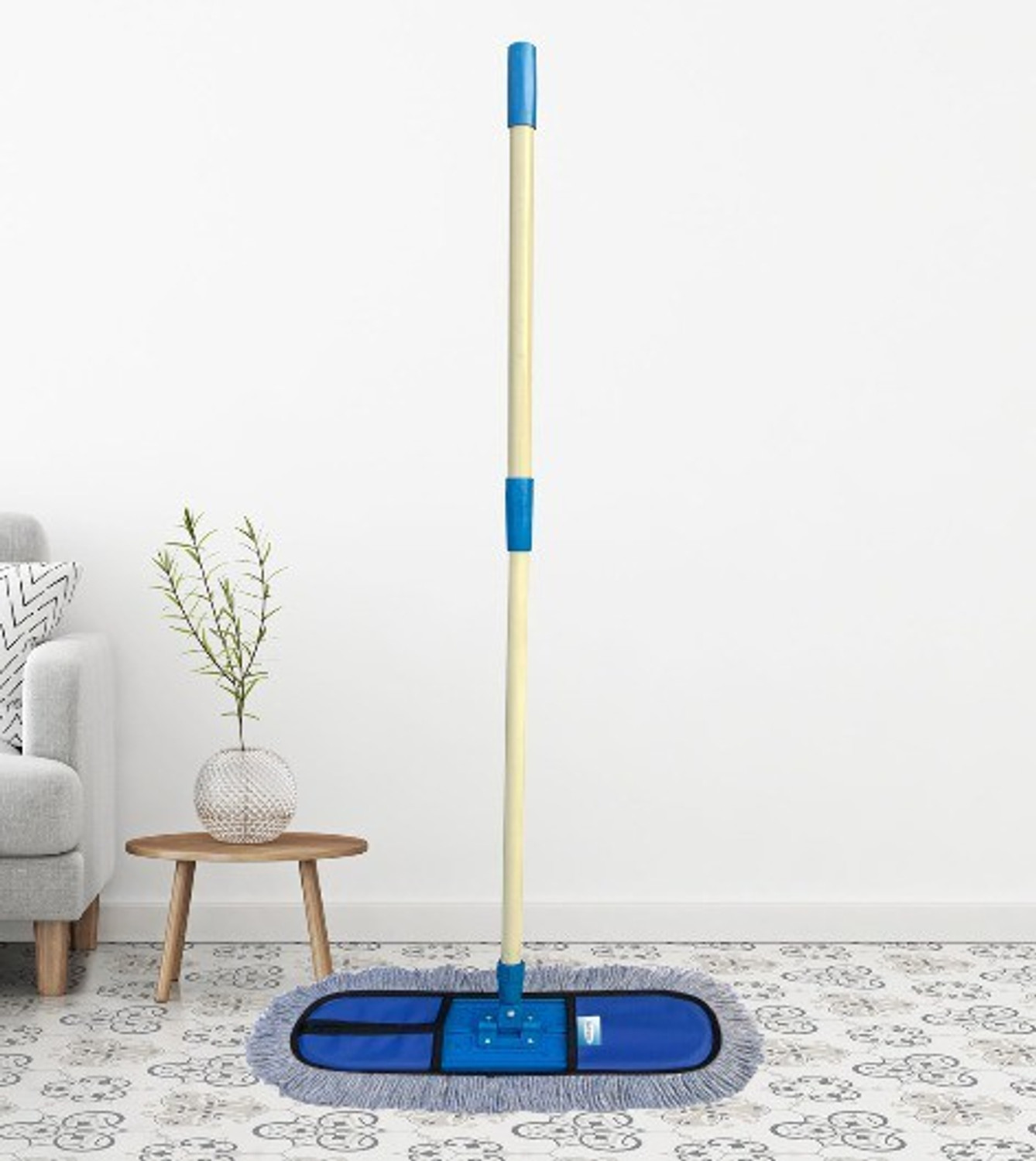 Image of Livronic Wet and Dry Cotton Pad Flat floor mop | 24 Inch Mop | 5 feet Long Handle Home Wet & Dry Mop