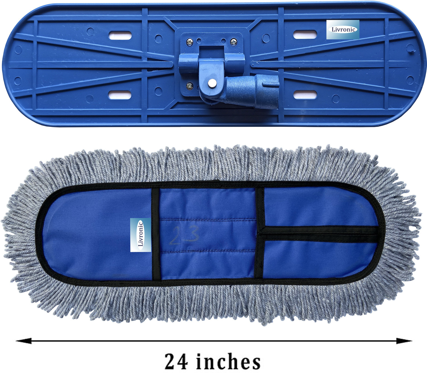Image of Livronic Wet and Dry Cotton Pad Flat floor mop | 24 Inch Mop | 5 feet Long Handle Home Wet & Dry Mop