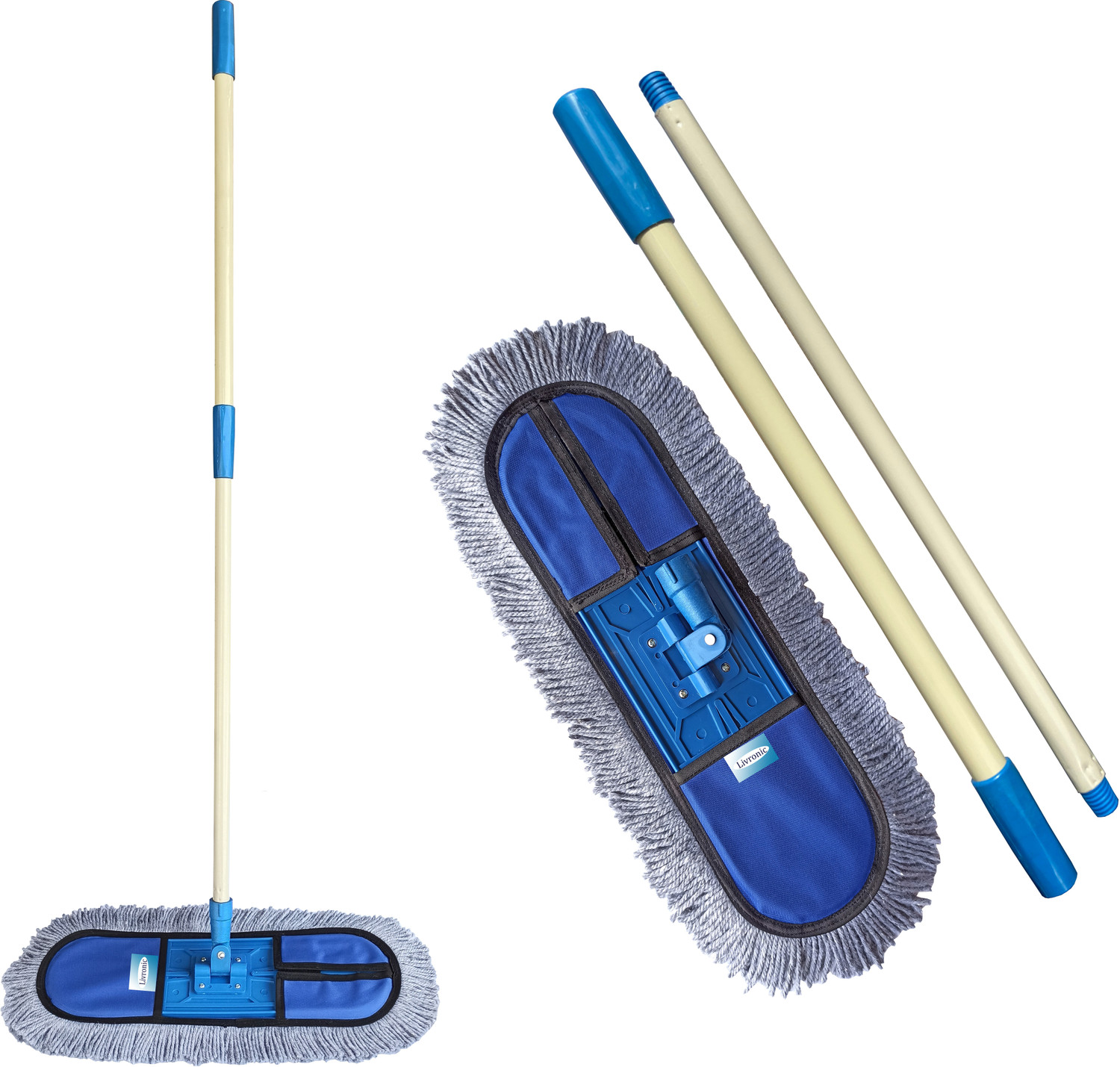 Image of Livronic Wet and Dry Cotton Pad Flat floor mop | 24 Inch Mop | 5 feet Long Handle Home Wet & Dry Mop