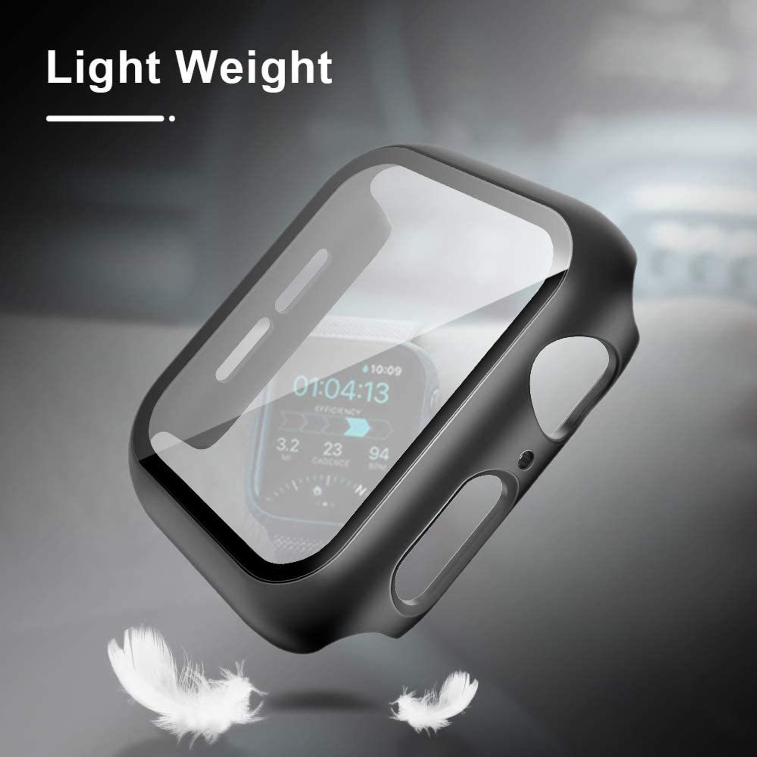 Image of Hamz Edge To Edge Tempered Glass for Case Compatible with iWatch 44mm Series 7 /SE /6 /5 /4 /3 /2 /1 Built-in Tempered Glass, Hard PC Protector Cover