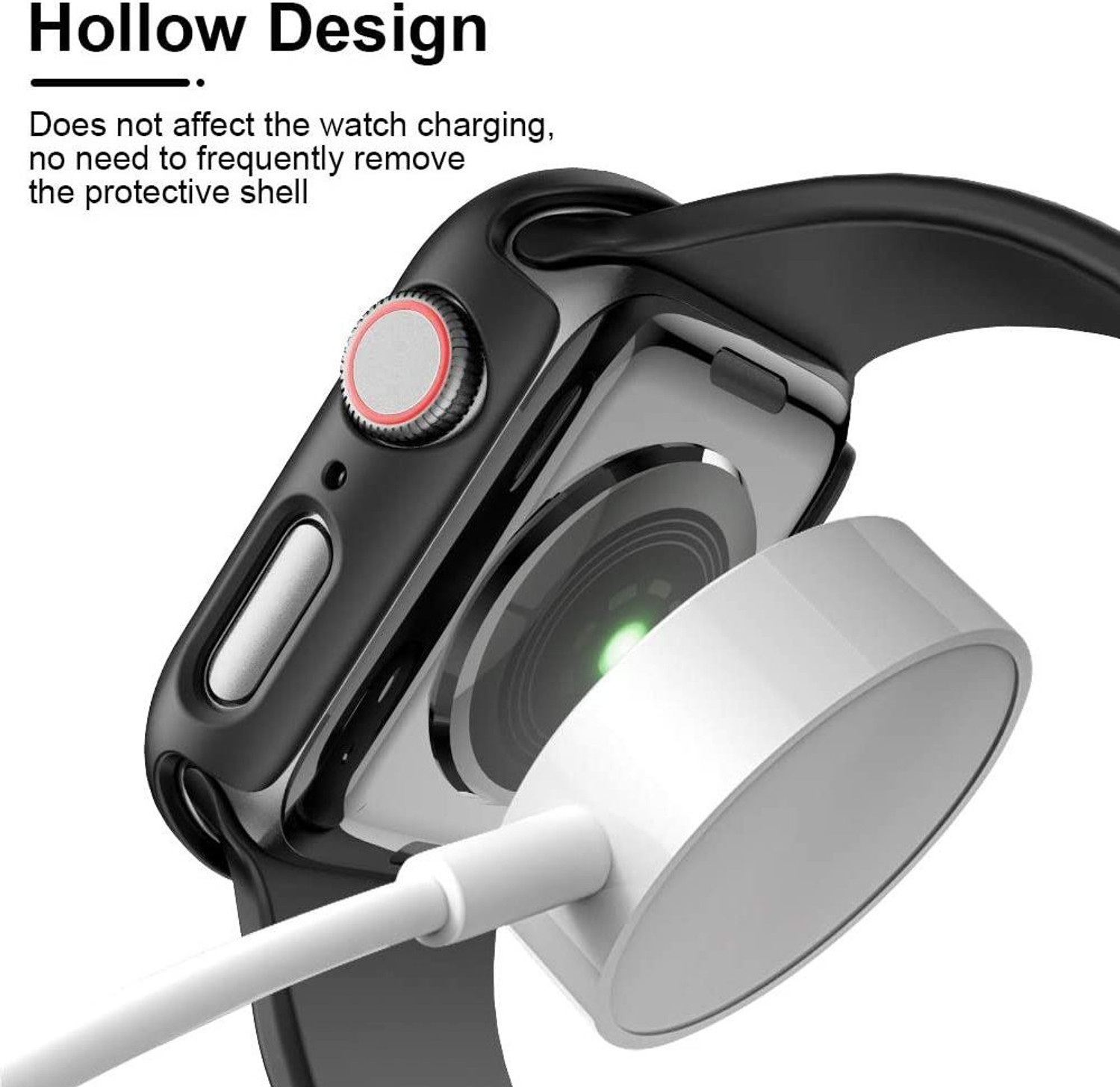 Image of Hamz Edge To Edge Tempered Glass for Case Compatible with iWatch 44mm Series 7 /SE /6 /5 /4 /3 /2 /1 Built-in Tempered Glass, Hard PC Protector Cover