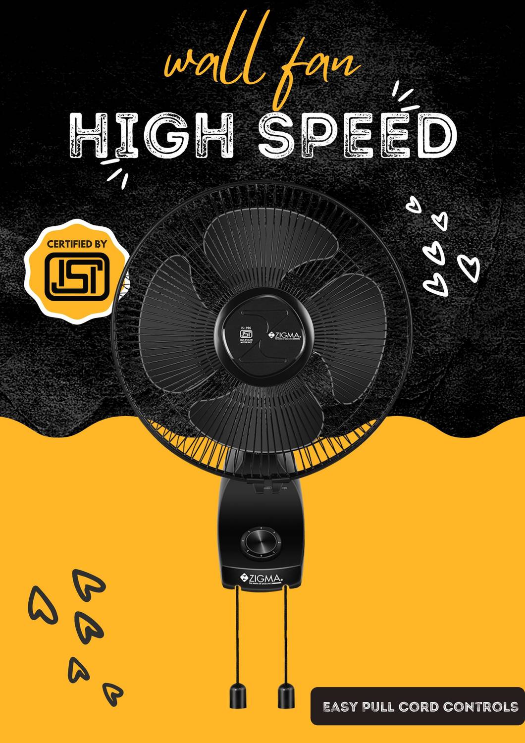 zigma Charm Anti Dust 12'' Wall Fan - Image 5