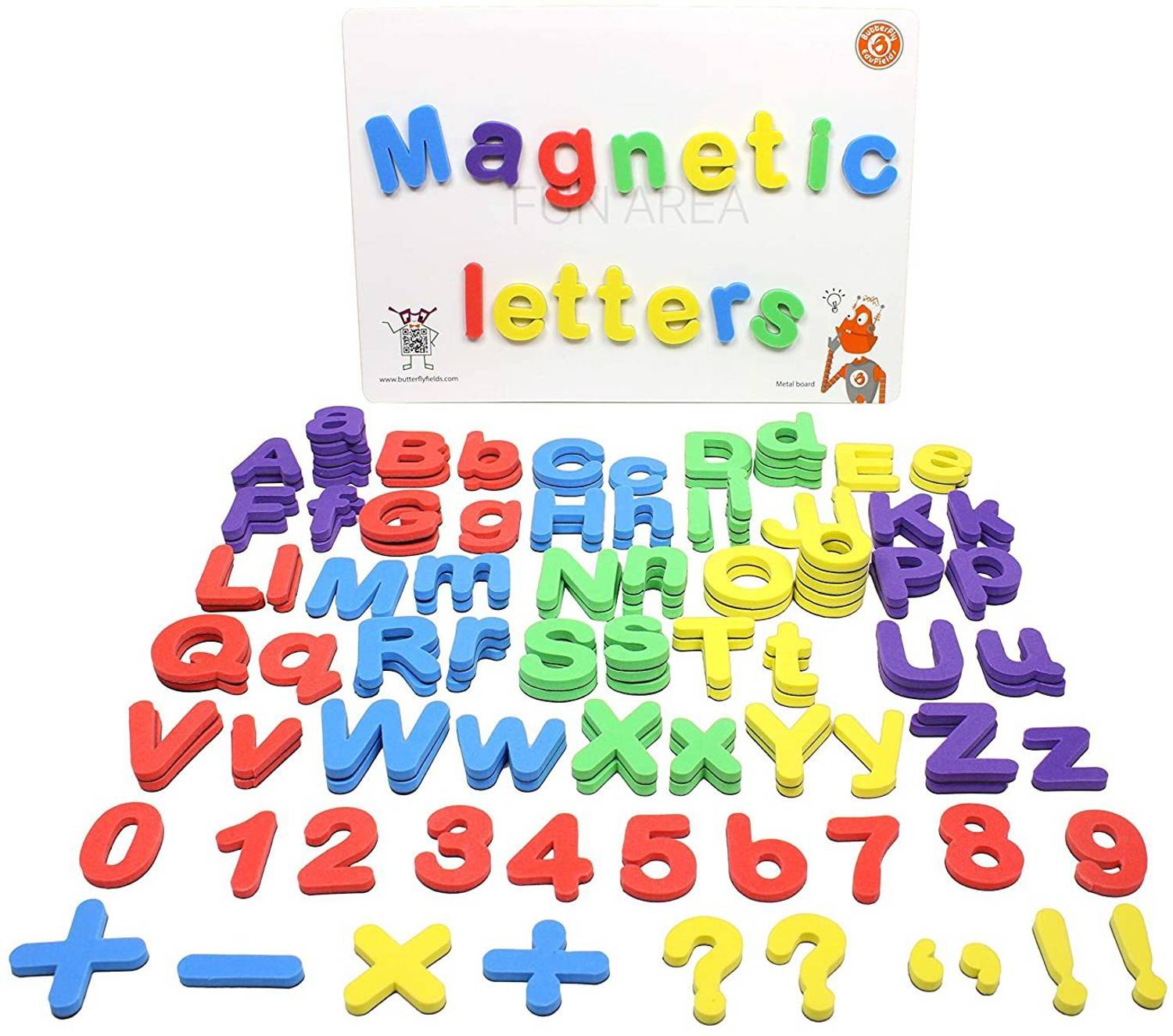 butterfly edufields Magnetic Letters ( Combo of Capital & Small ) , Foam Alphabets Numbers Refrigerator Magnets | Toy for Preschool Learning, Spelling, Word games for Kids (Multicolor)