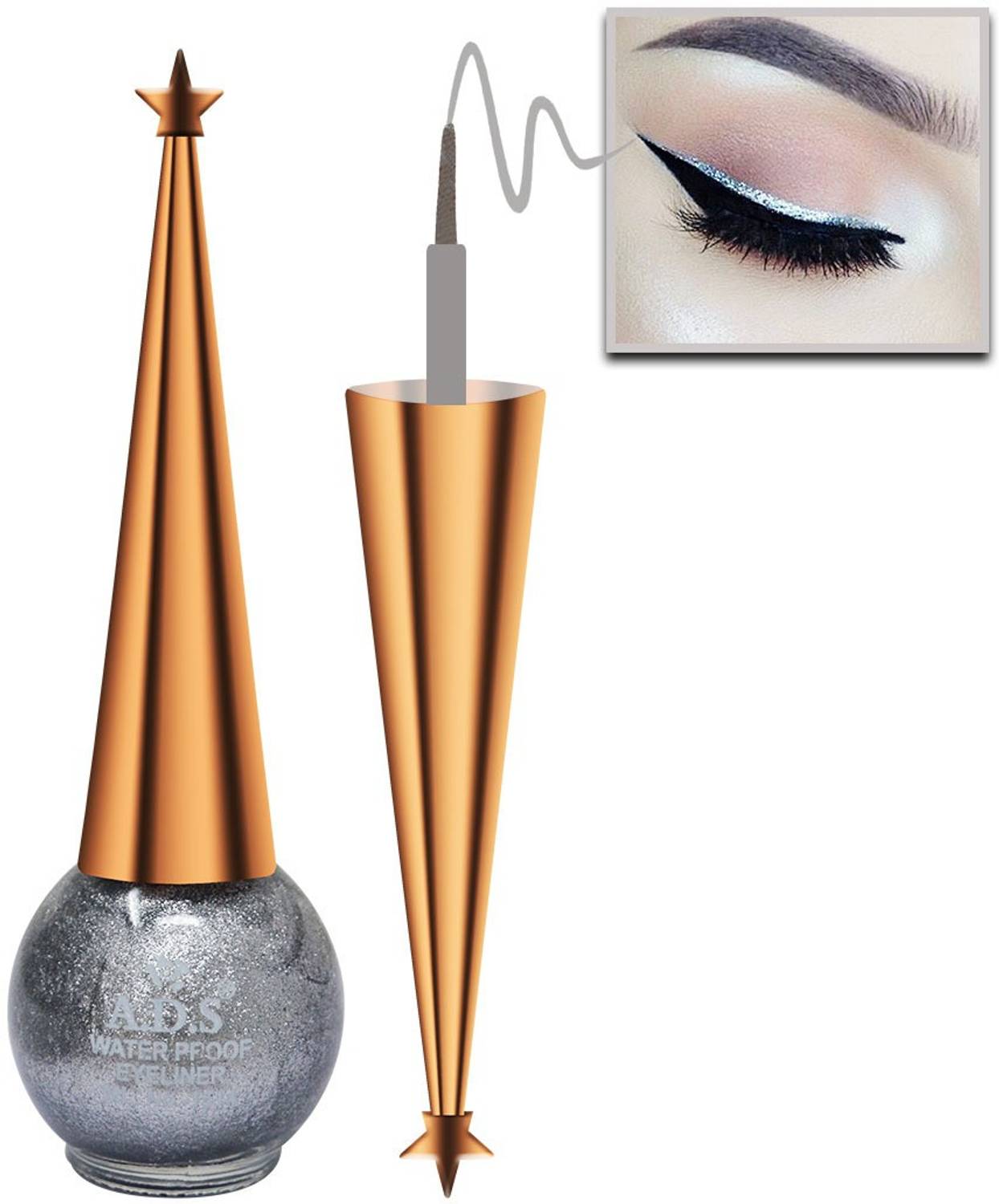 ads Eye Liner, Water PROOF, Long-Lasting, Silver AE501, 10ml 10 ml