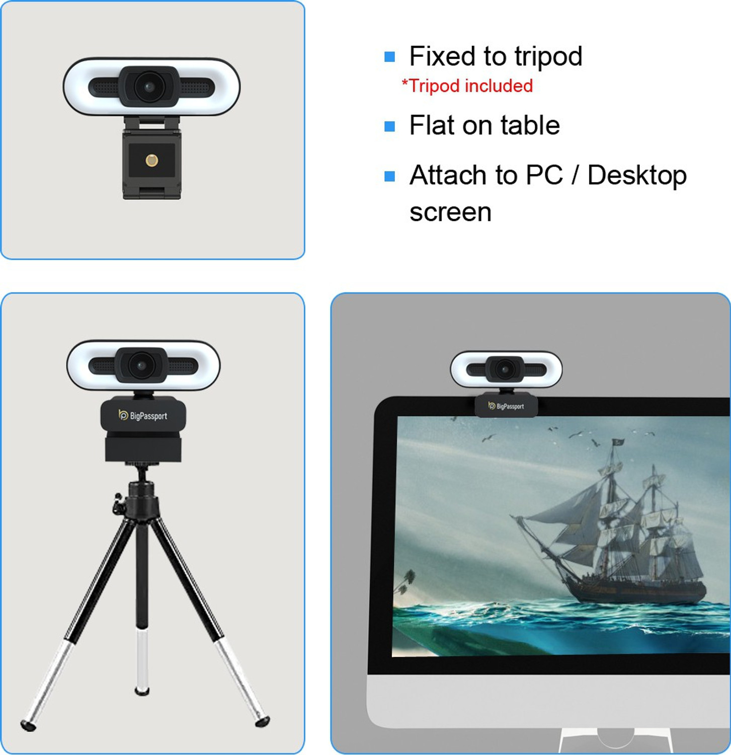 Image of BigPassport Pro-Live N2 Full HD Webcam 1080p, with Microphone, Night vision, USB Connectivity