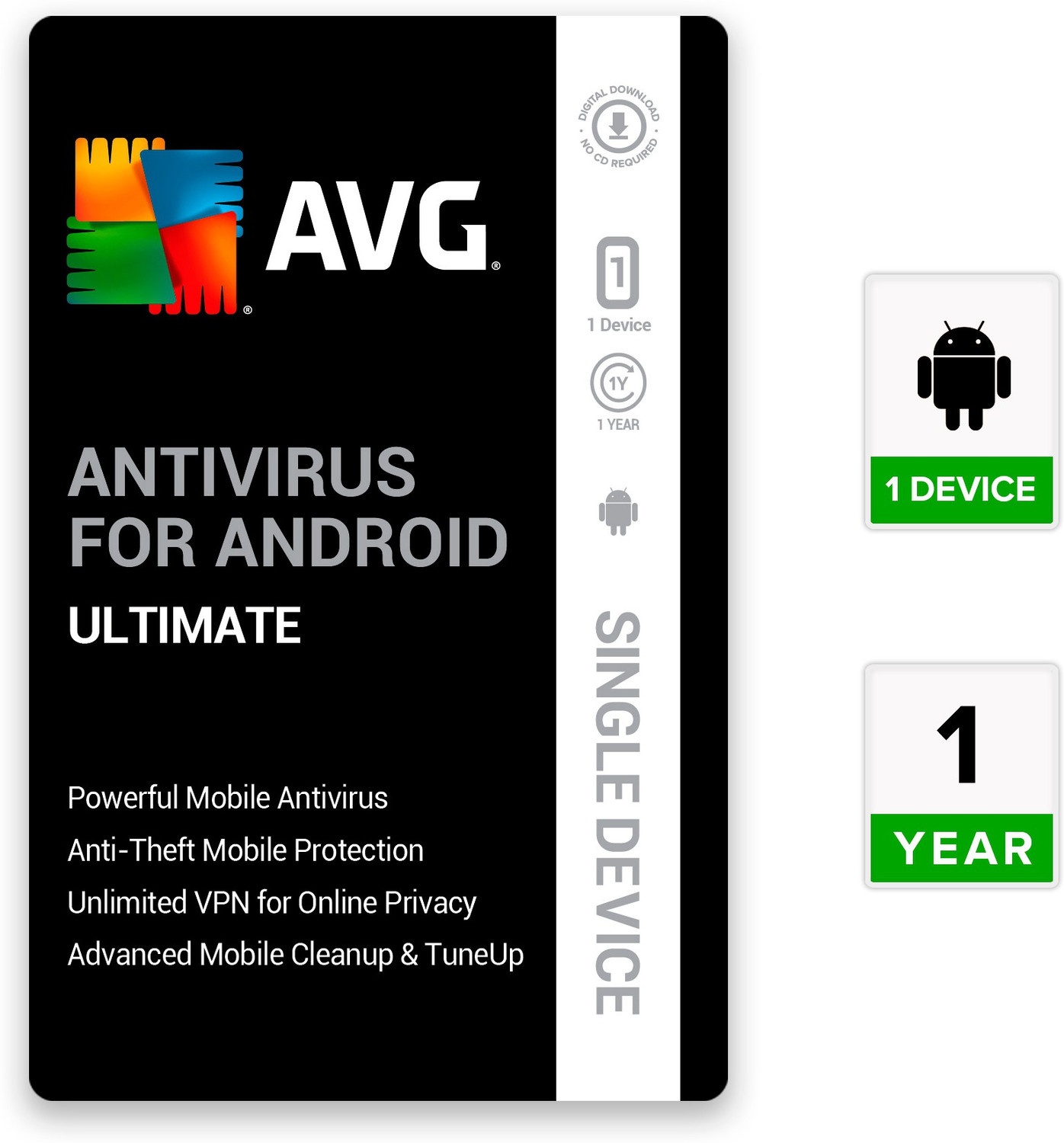 Image of AVG Mobile Security for Android Ultimate 1 Device PC 1 Year Mobile Security Compatible with Android (Email Delivery - No CD)