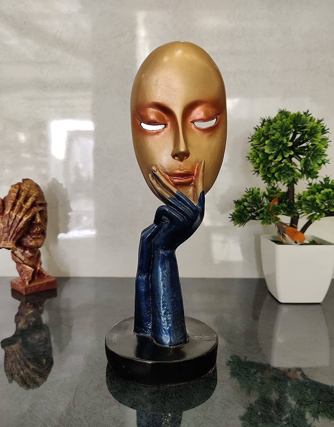 BECKON VENTURE Handicrafted Face showpiece for home decor items|Decorative items for room|Decorative item in Showpieces|decoration items for house|handicraft home decor|showpiece figurine |statues|statue for gift| Handicraft|handicraft items in Showpieces & Figurines|Home Decor|Home decor showpieces|table decoration items|decorative items for room in Racks & Shelves| statues|statue for gift|statue for home|Showpiece antique| Showpieces &Figurines|Showpiece for living room|showpiece for bedroom| Showpiece for home| Decorative Showpiece  -  28 cm