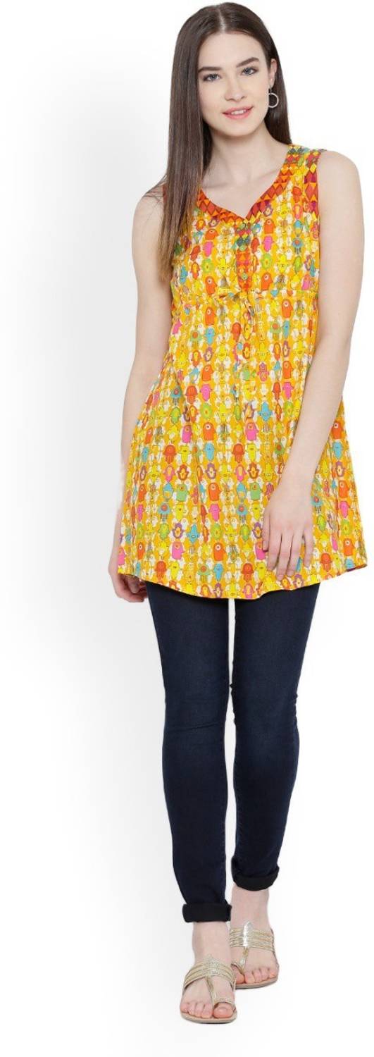BIBA Casual Sleeveless Printed Women Multicolor Top