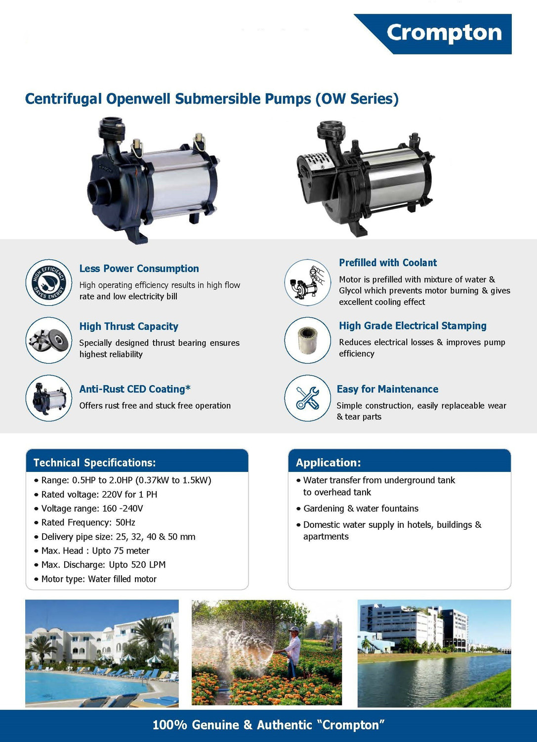 Image of Crompton OWE12(1PH)Z-34 Submersible Water Pump