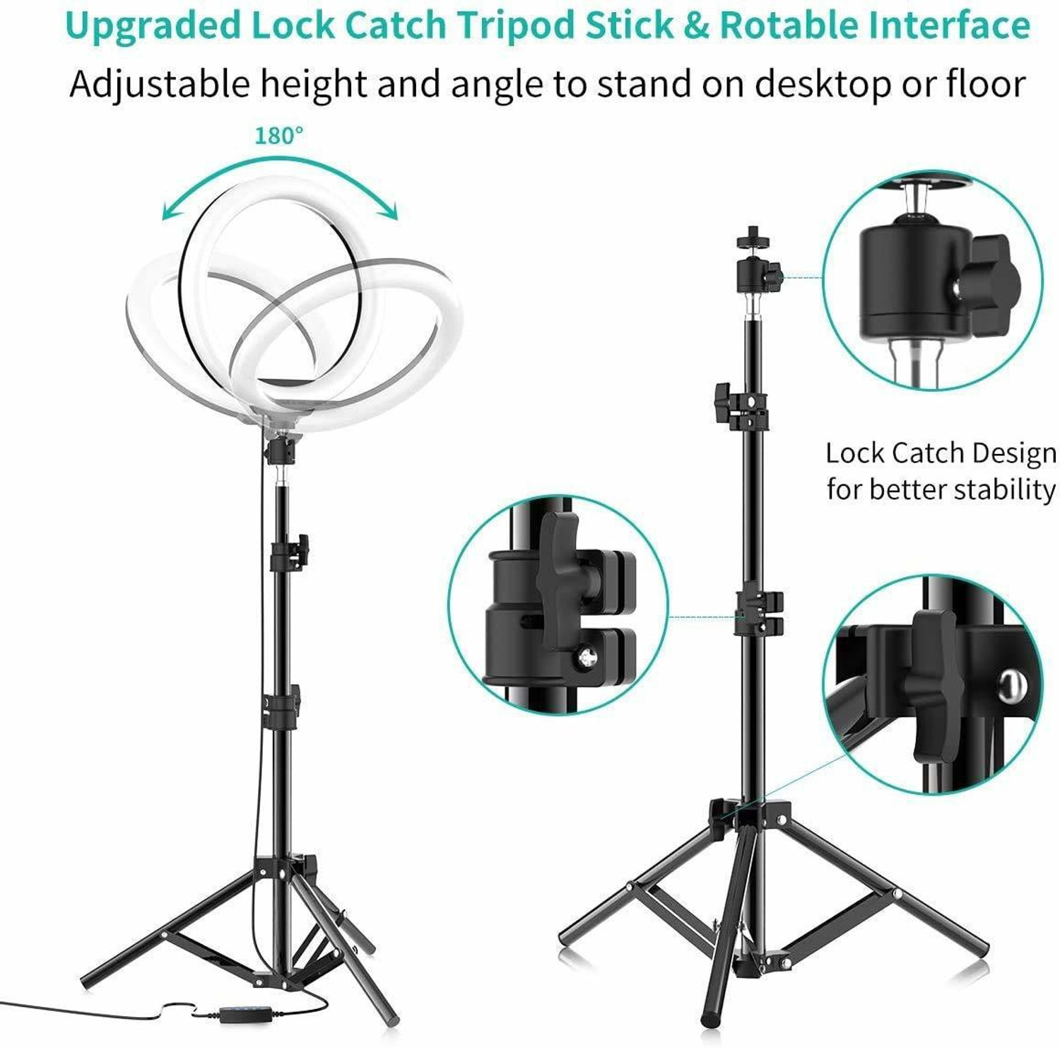 Image of Setster Ring Light with Stand and Phone Holder, Upgraded LED Selfie Ringlight Ring Flash