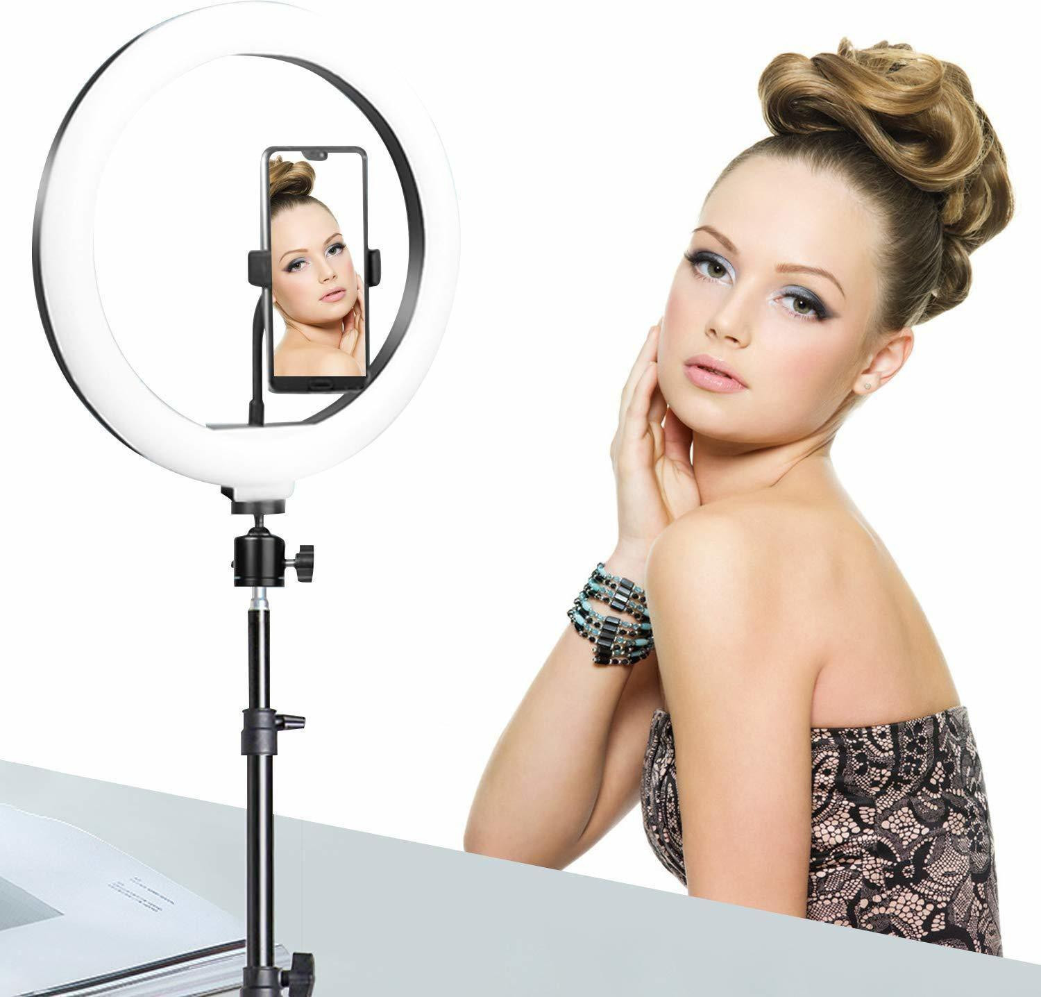 Image of Setster Ring Light with Stand and Phone Holder, Upgraded LED Selfie Ringlight Ring Flash