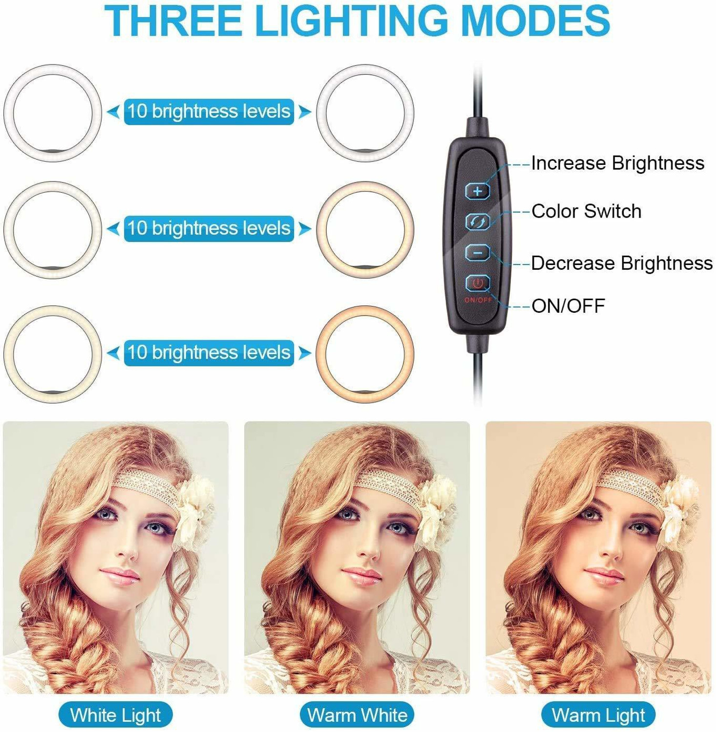 Image of Setster Ring Light with Stand and Phone Holder, Upgraded LED Selfie Ringlight Ring Flash