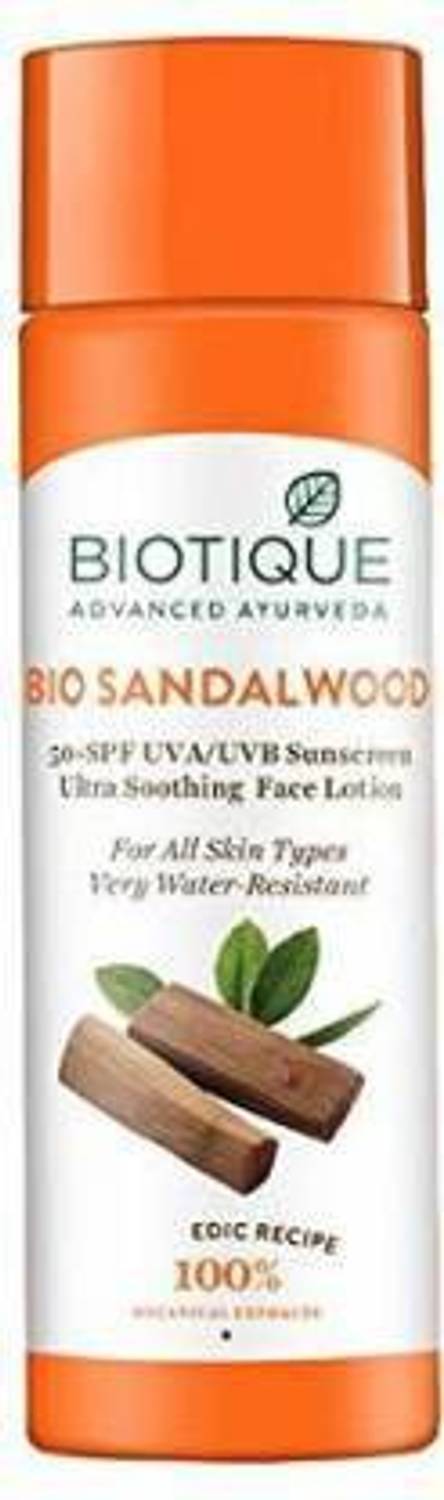 BIOTIQUE Sunscreen - SPF 50 PA++ SANDALWOOD 50+SPF UVA/UVB SUNSCREEN FACE LOTION 190ML
