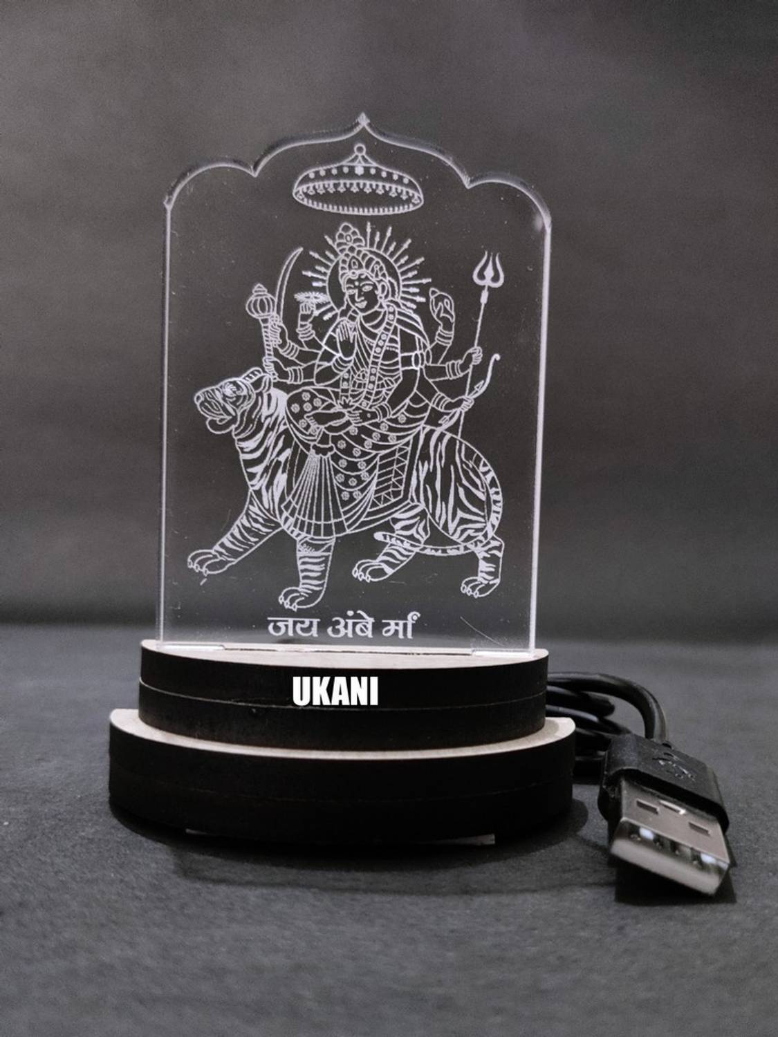 UKANI 3D USB SHREE AMBE MAA Night Lamp for Car/Office/Desktop/Gif