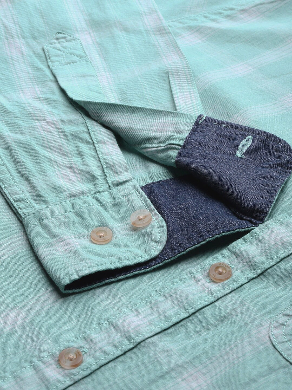 Image of WROGN Men Checkered Casual Green Shirt