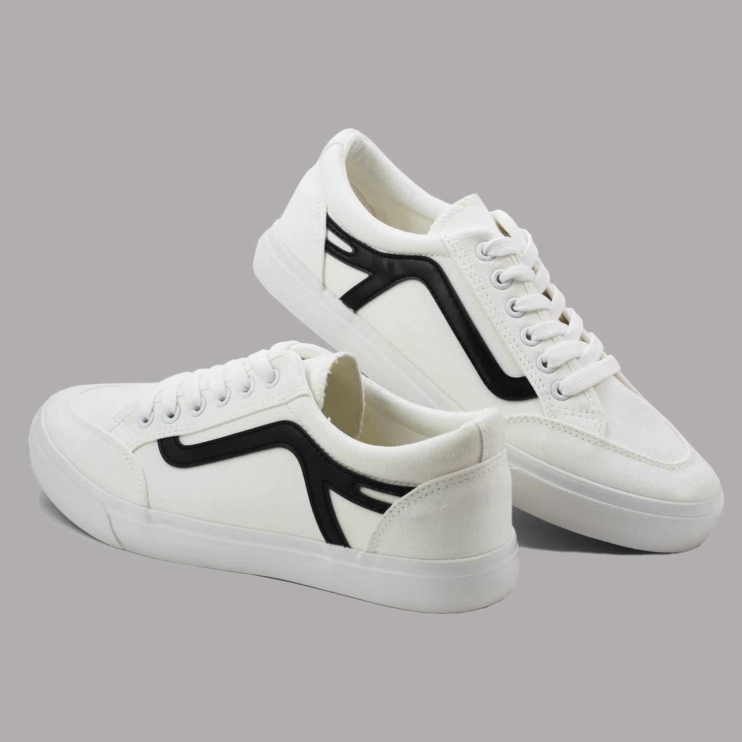 Cipramo Street Smart Old Skool Canvas Shoes For Men White - Image 4