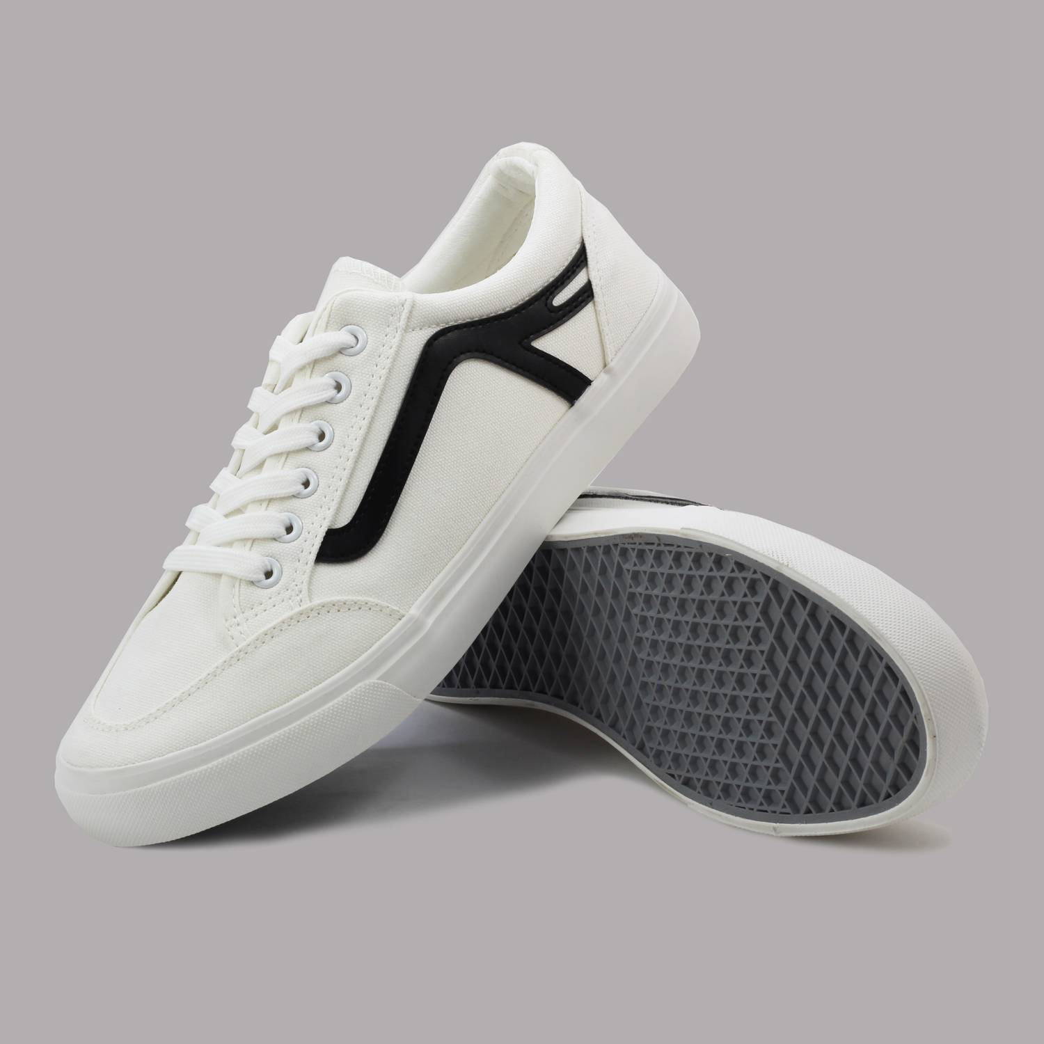 Cipramo Street Smart Old Skool Canvas Shoes For Men White - Image 5