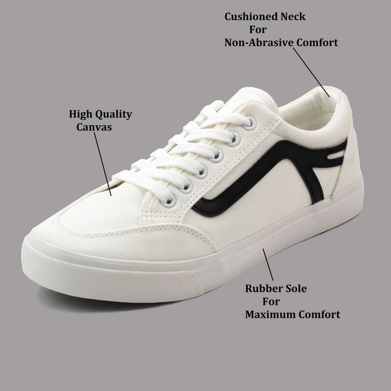 Cipramo Street Smart Old Skool Canvas Shoes For Men White - Image 2