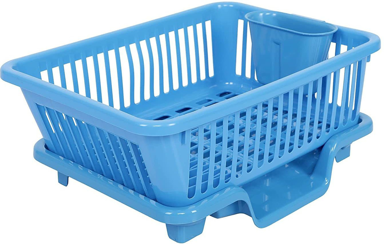 Image of Cutting EDGE Dish Drainer Kitchen Rack Plastic Durable Kitchen Sink Dish Drainer Rack (Small) Design 1 Washing Basket with Tray