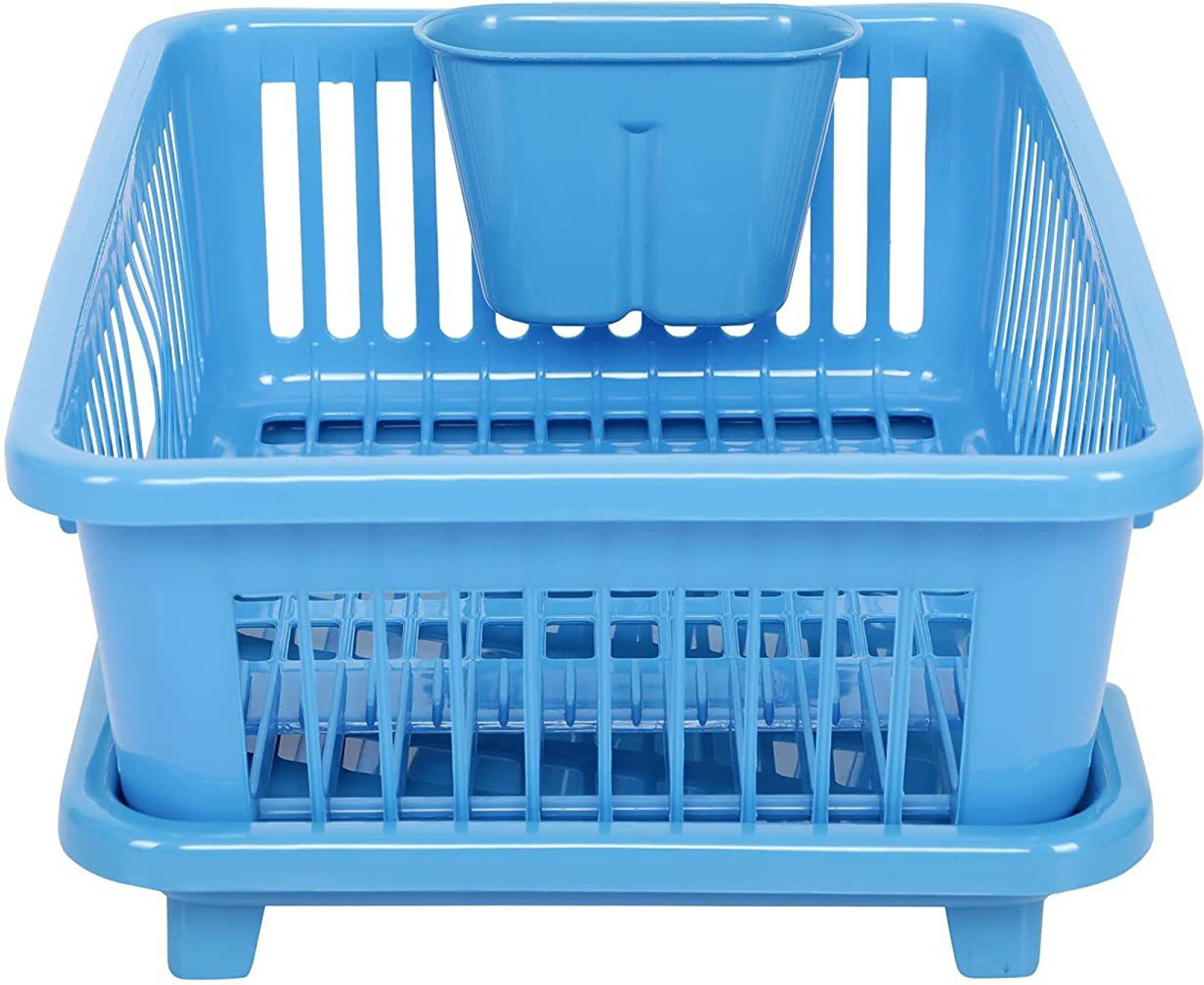 Image of Cutting EDGE Dish Drainer Kitchen Rack Plastic Durable Kitchen Sink Dish Drainer Rack (Small) Design 1 Washing Basket with Tray