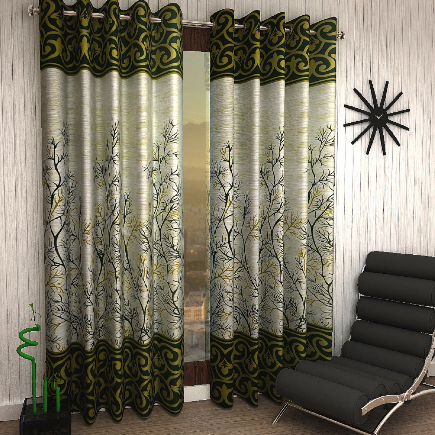 Image of Home Sizzler 244 cm (8 ft) Long Door Polyester Semi Transparent Curtain (Pack Of 2)