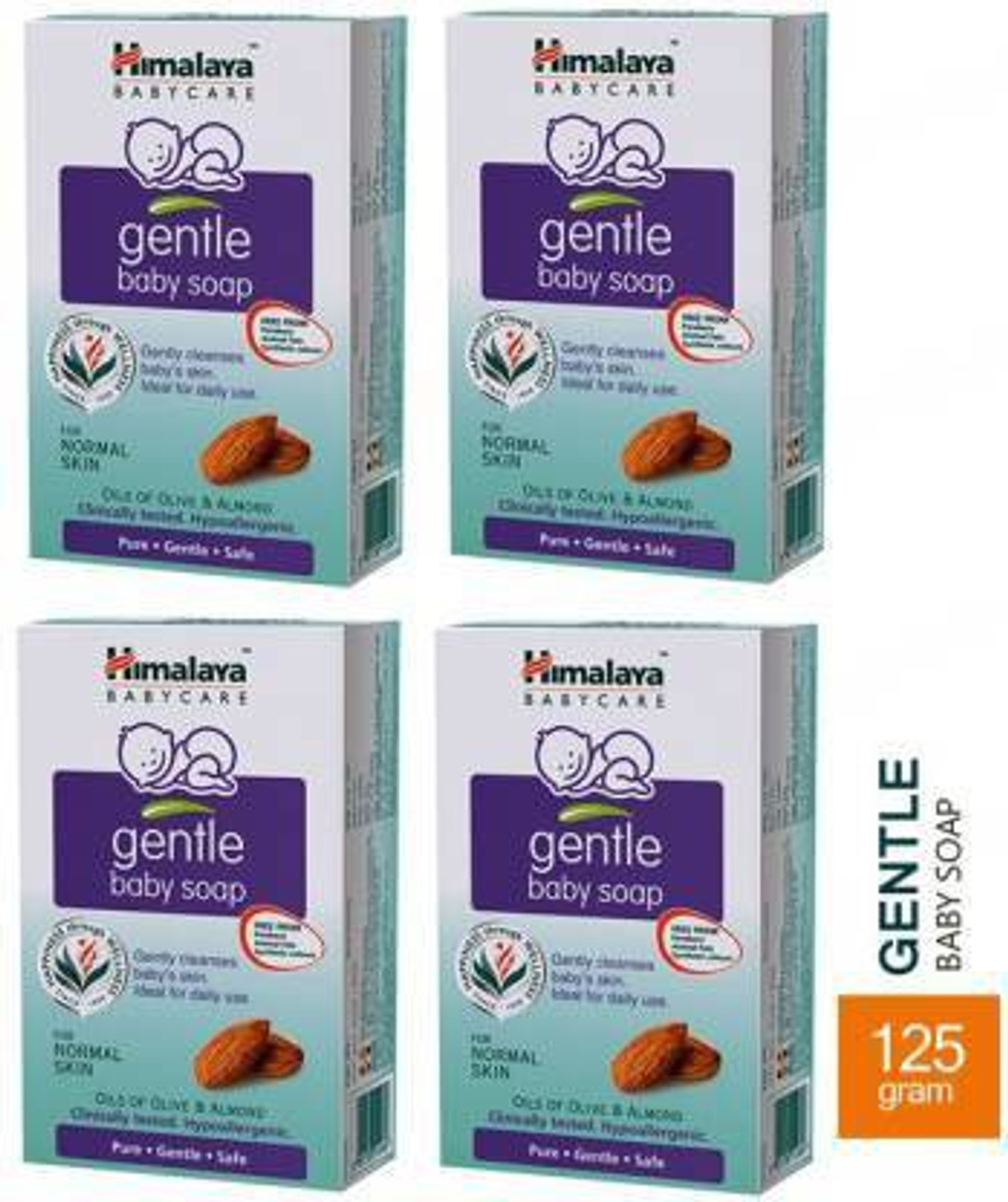 Image of HIMALAYA Gentle Baby Soap, 125g ( Pack of 4 ) Gentle Cleanses Baby Soap With FLAVOR of Oils of Olive And Almond 125gram ( Pack of 4 )