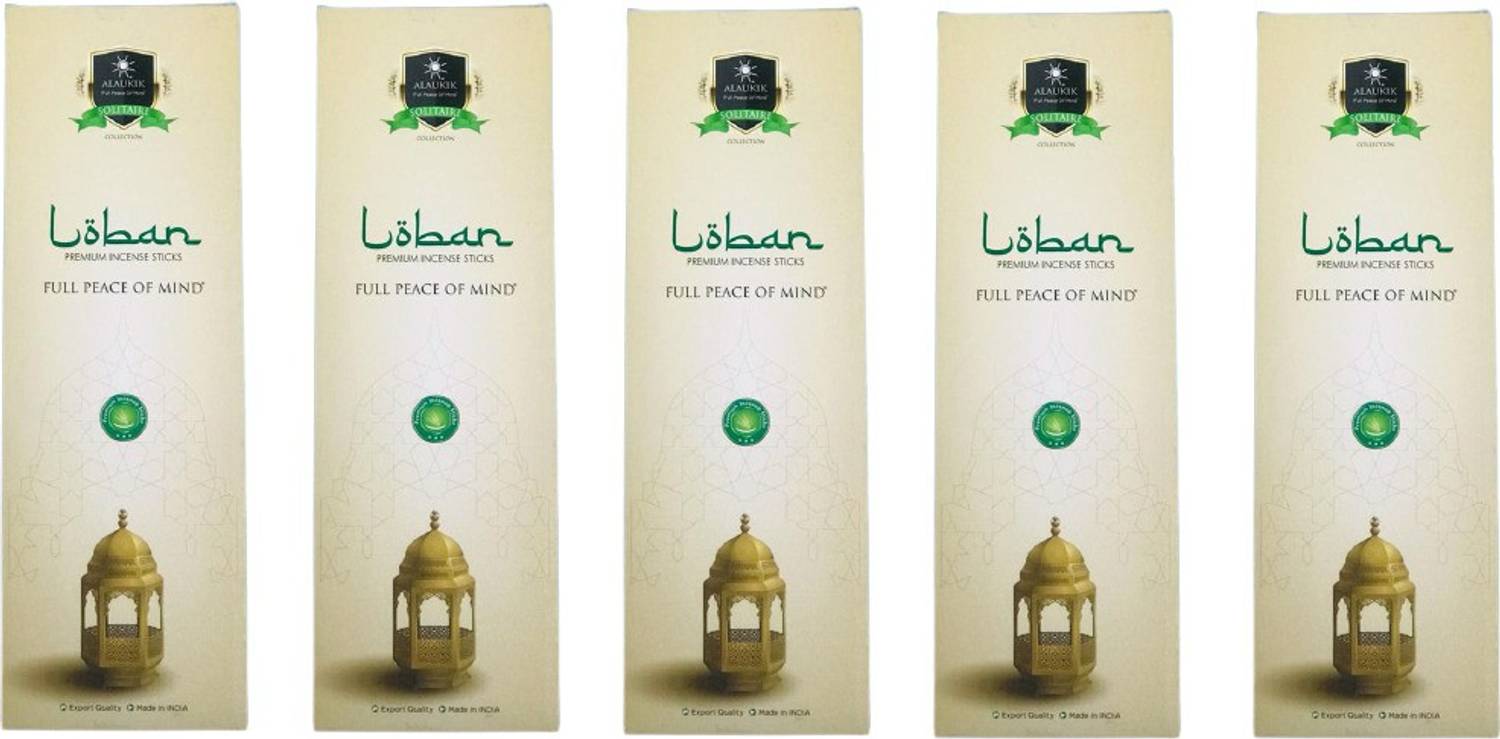 ALAUKIK Solitaire Loban Incense Sticks Box Pack of 5 (90 gm x 5=450 gm) Loban