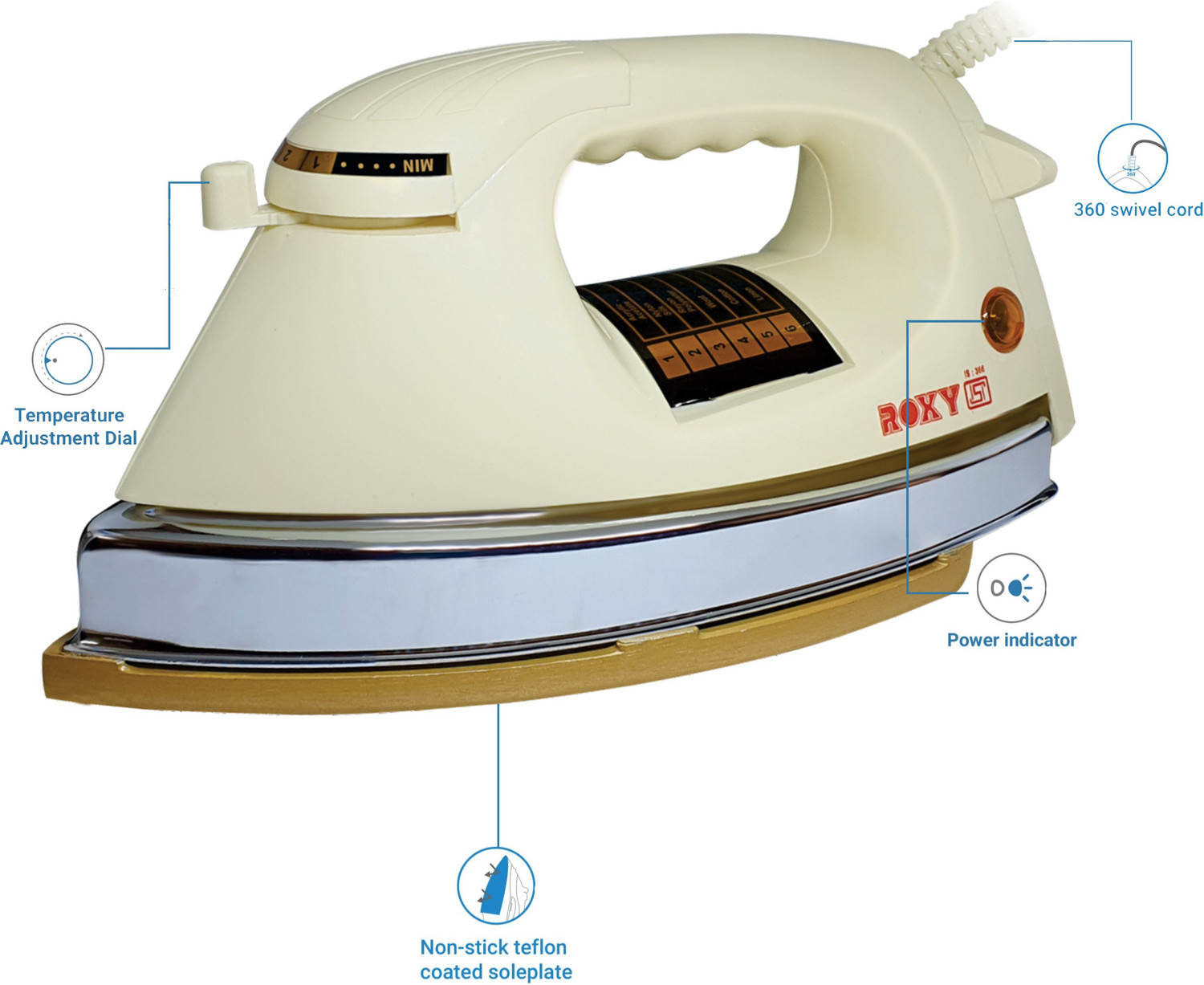 Image of Roxy by Roxy Plancha Jumbo Gold 1000 W Dry Iron