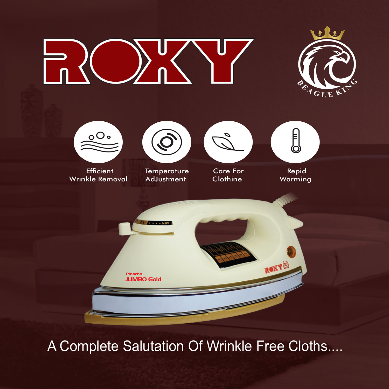 Image of Roxy by Roxy Plancha Jumbo Gold 1000 W Dry Iron