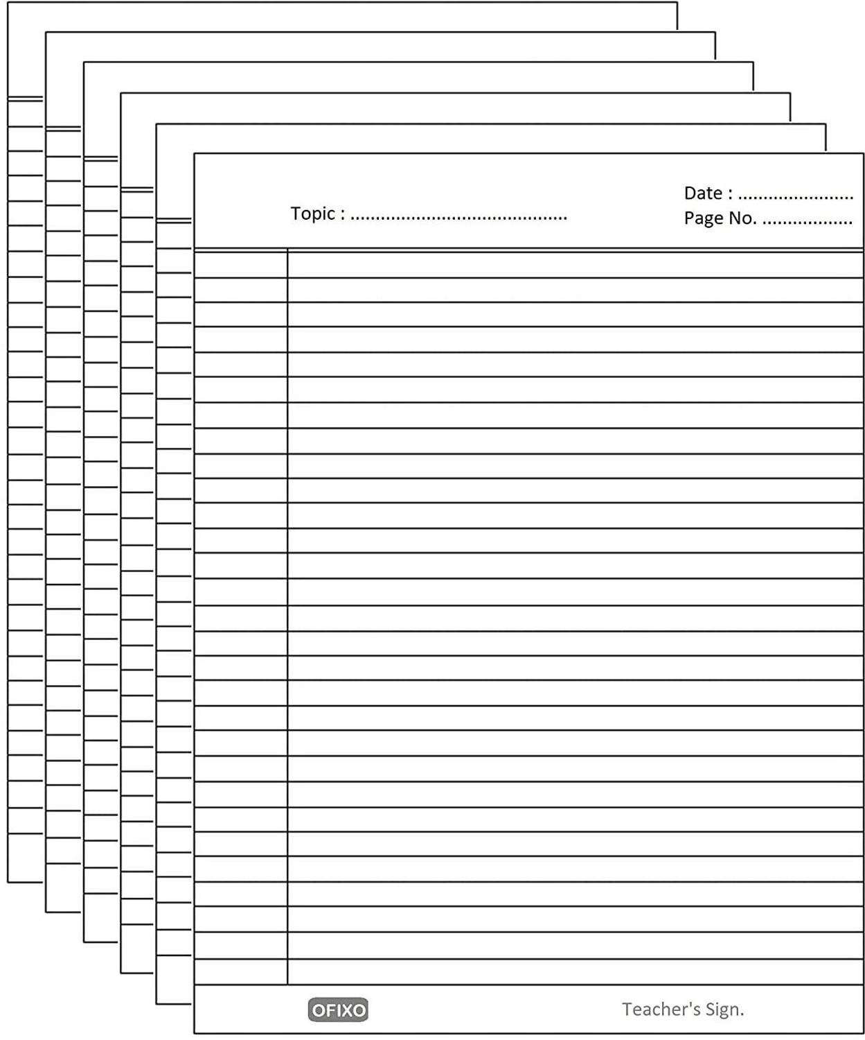 Image of OFIXO White Both Side Ruled Sheets Ruled Double Ruled Side A4 70 gsm A4 paper