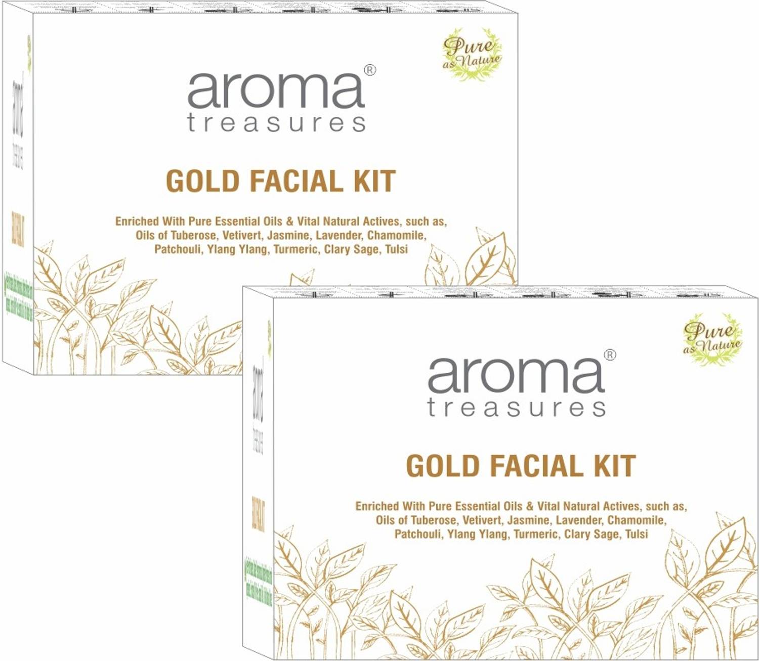 AROMA TREASURES Gold Facial Kit All Skin Types PACK of 2