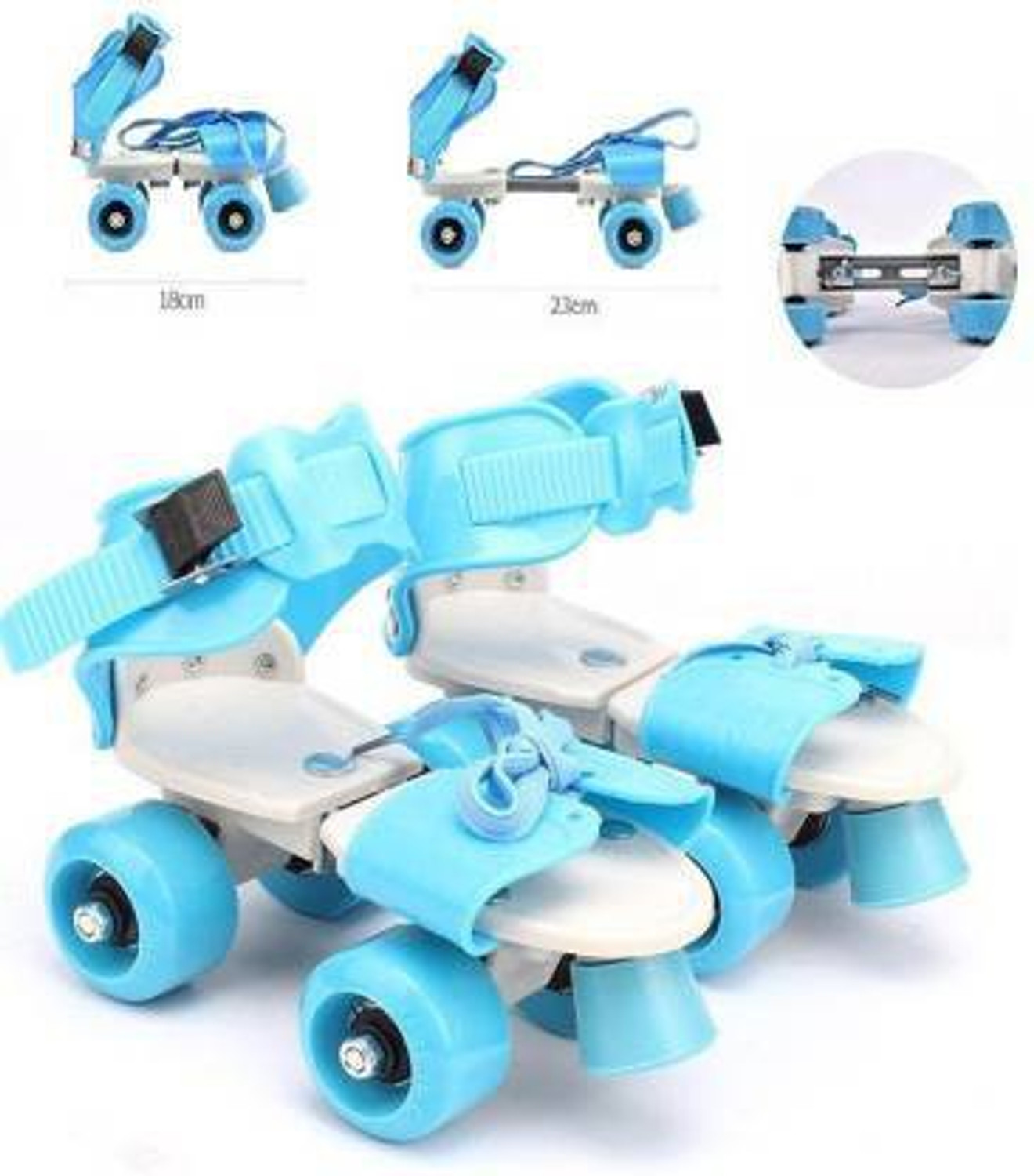Image of HREYANSH COLLECTION Adjustable Multi Color Quad Shoe Roller Skates for Boys and Girls, Inline Skating Shoes Suitable for Age Group 5 to 12 Years, Size 4-6 UK Quad Roller Skates - Size 4-6 UK (Blue, Red, Pink, Green) Quad Roller Adults Size 5 UK - 9 UK