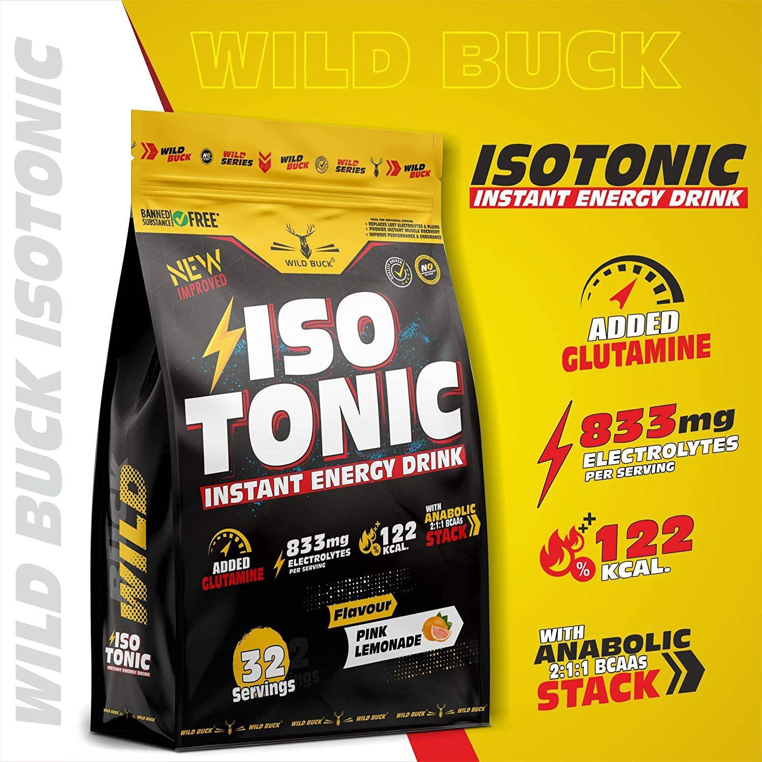 WILD BUCK Isotonic Energy Drink with Glutamine, Electrolytes, BCAA - Image 4