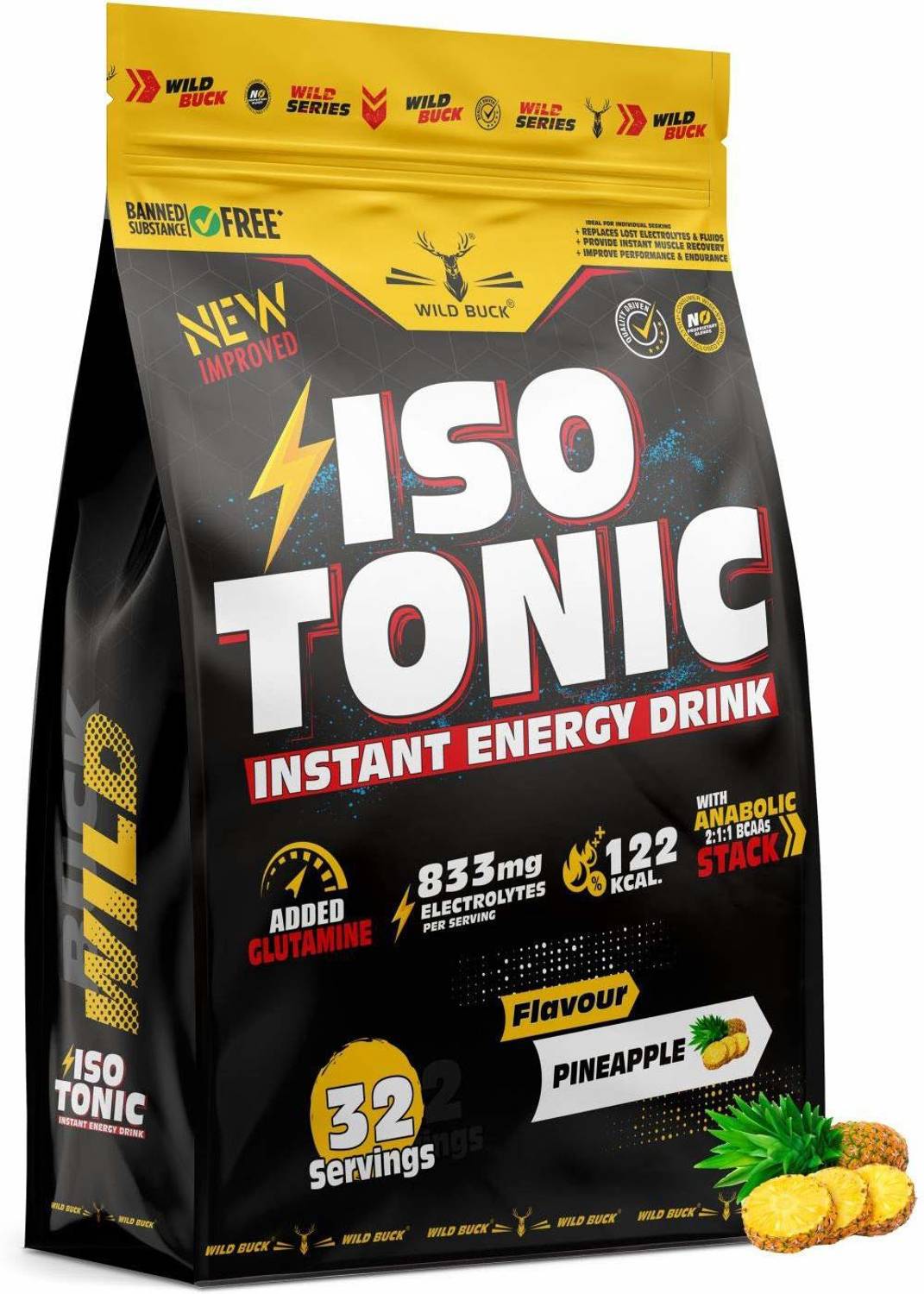 WILD BUCK Isotonic Instant Energy Drink with Glutamine, Electroly