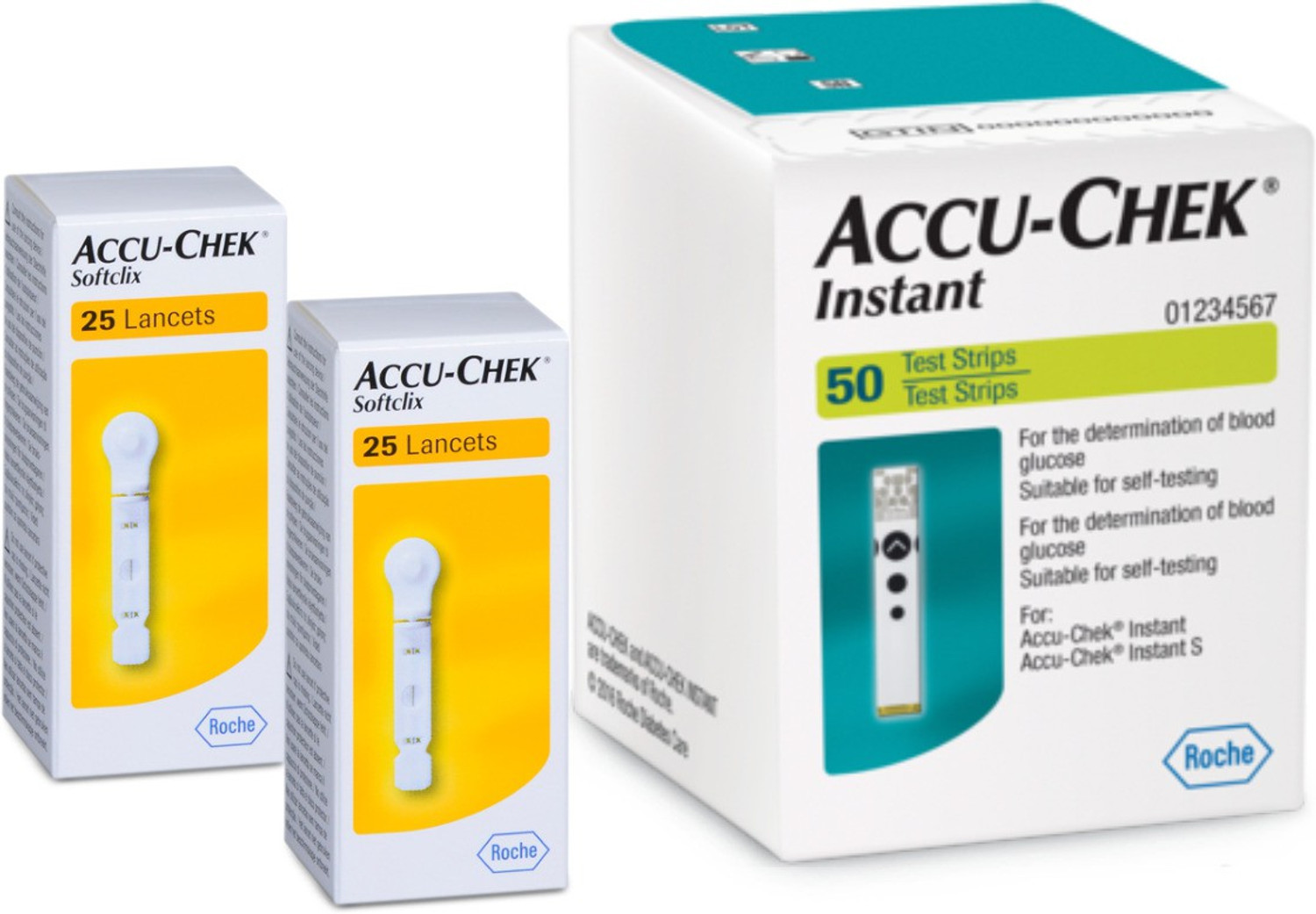 Image of ACCU-CHEK Instant 50 strips with 2 pack of Softclix Lancets 50 Glucometer Strips