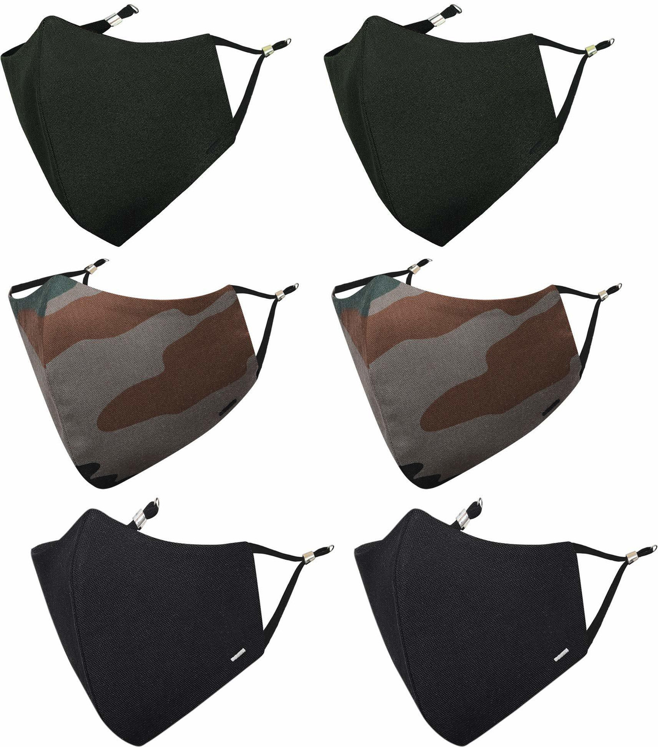 Image of MASQ 4 Layer Protective, 100% Cotton Cloth Face Mask Combo for Men with Ear Loops Camouflage Combo XL 06 Reusable, Washable Cloth Mask