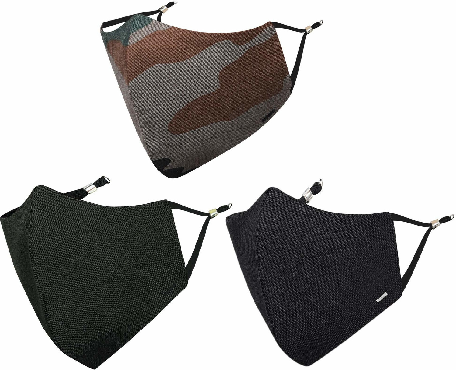 Image of MASQ 4 Layer Protective, 100% Cotton Cloth Face Mask Combo for Men with Ear Loops Camouflage Combo XL 03 Reusable, Washable Cloth Mask