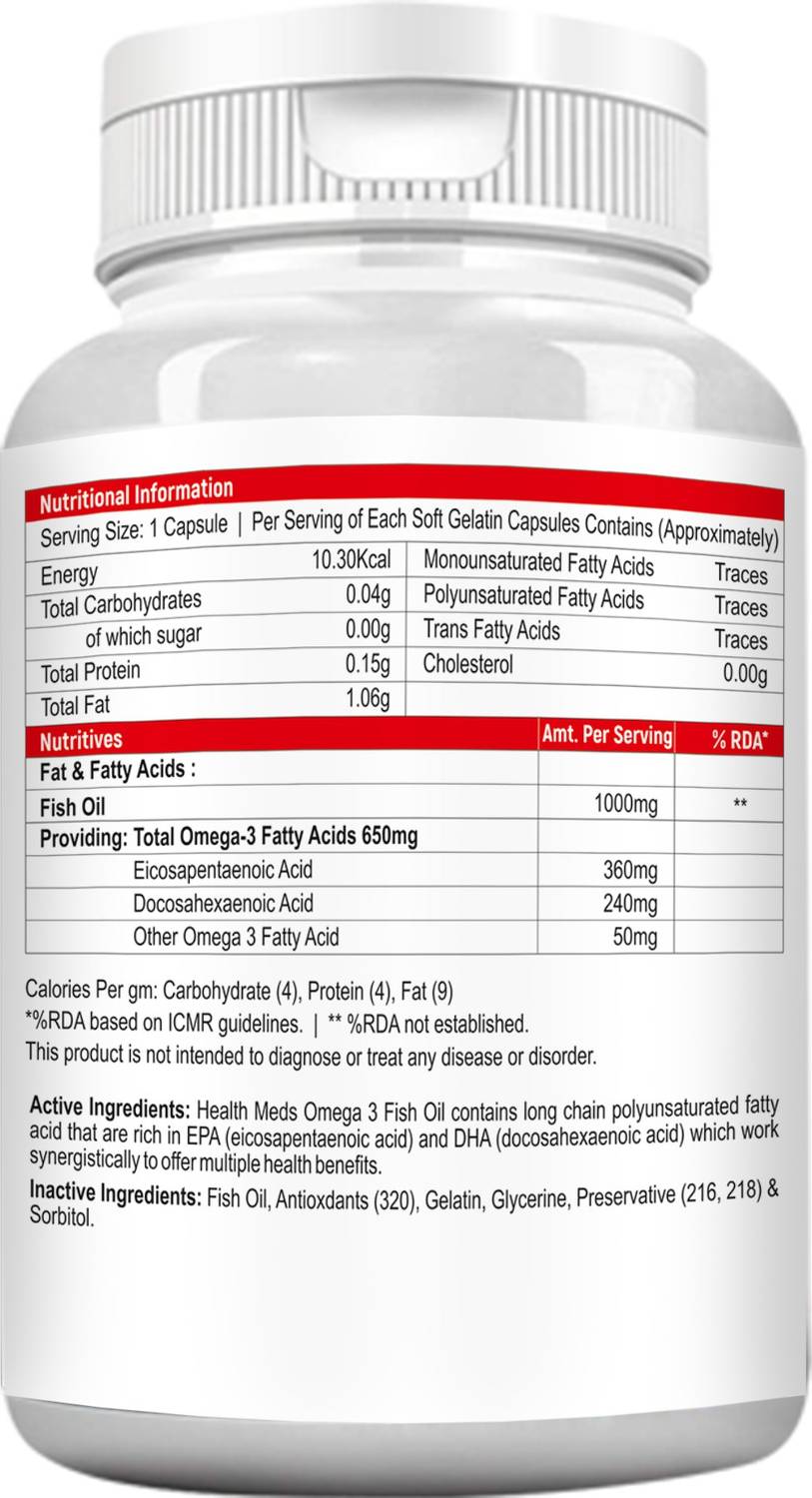 HealthMeds Double Strength Omega 3 Fish Oil 1000mg (360mg EPA & 240mg - Image 3